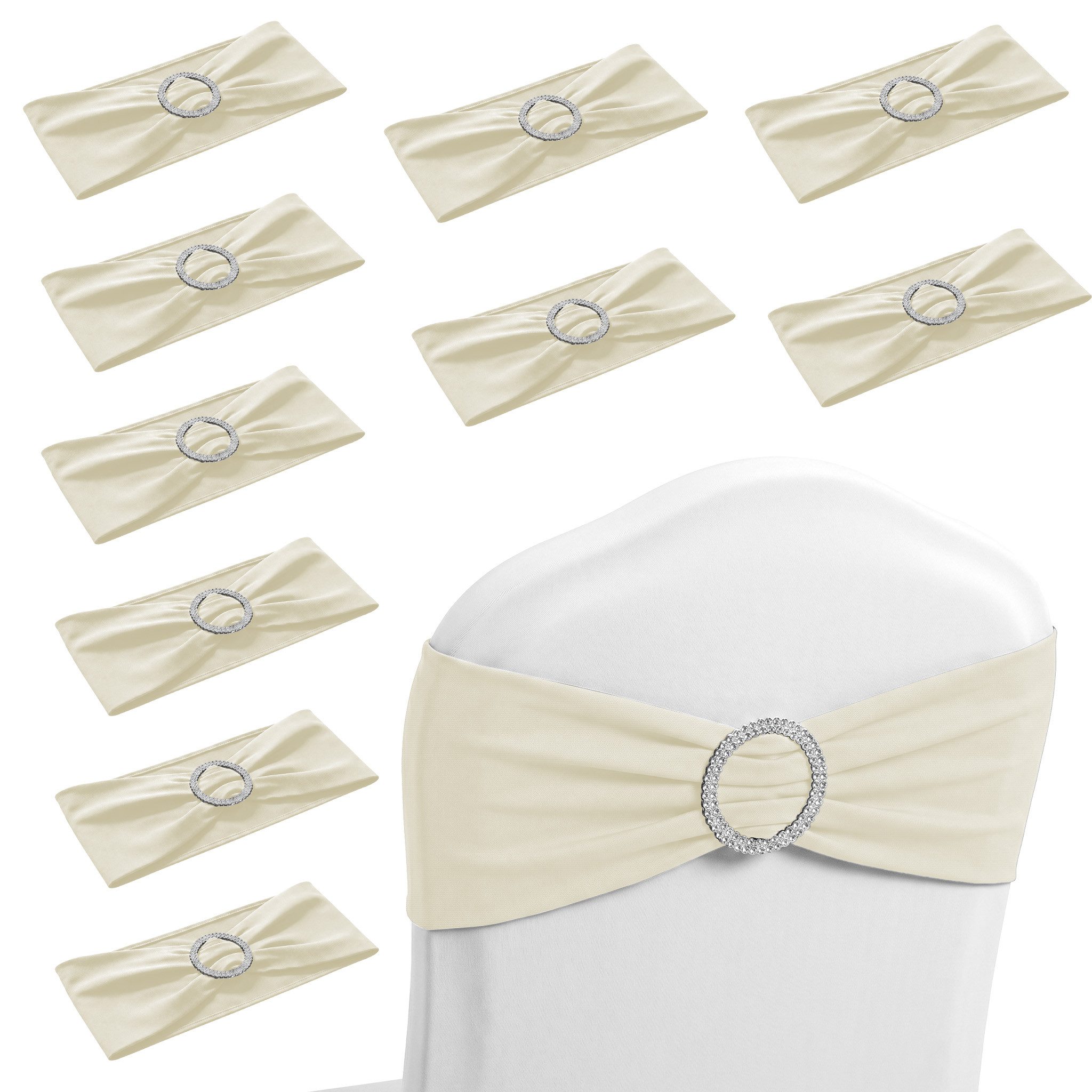 FIVMEN Hussen-Set Stuhlschleifen Elastische Stuhlbänder Schleife & Schiebeschnalle, bis max.50cm Dehnlänge für Feier Hotel Party Dekoration 10er/30er