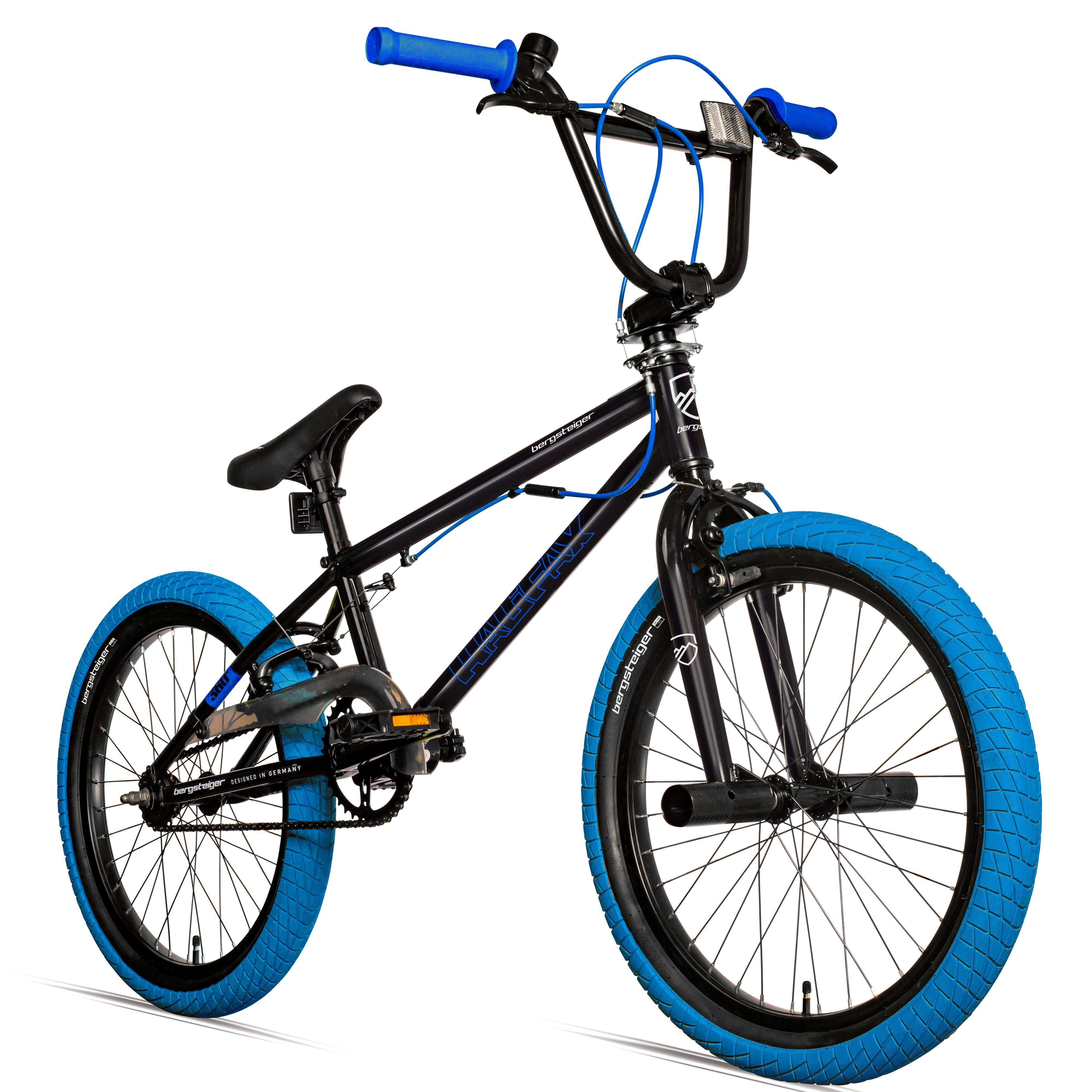 bergsteiger BMX-Rad Halifax 20 Zoll BMX, Fatbike, 360° Rotor-System, Freestyle, 1 Gang Blau | Kinderfahrräder
