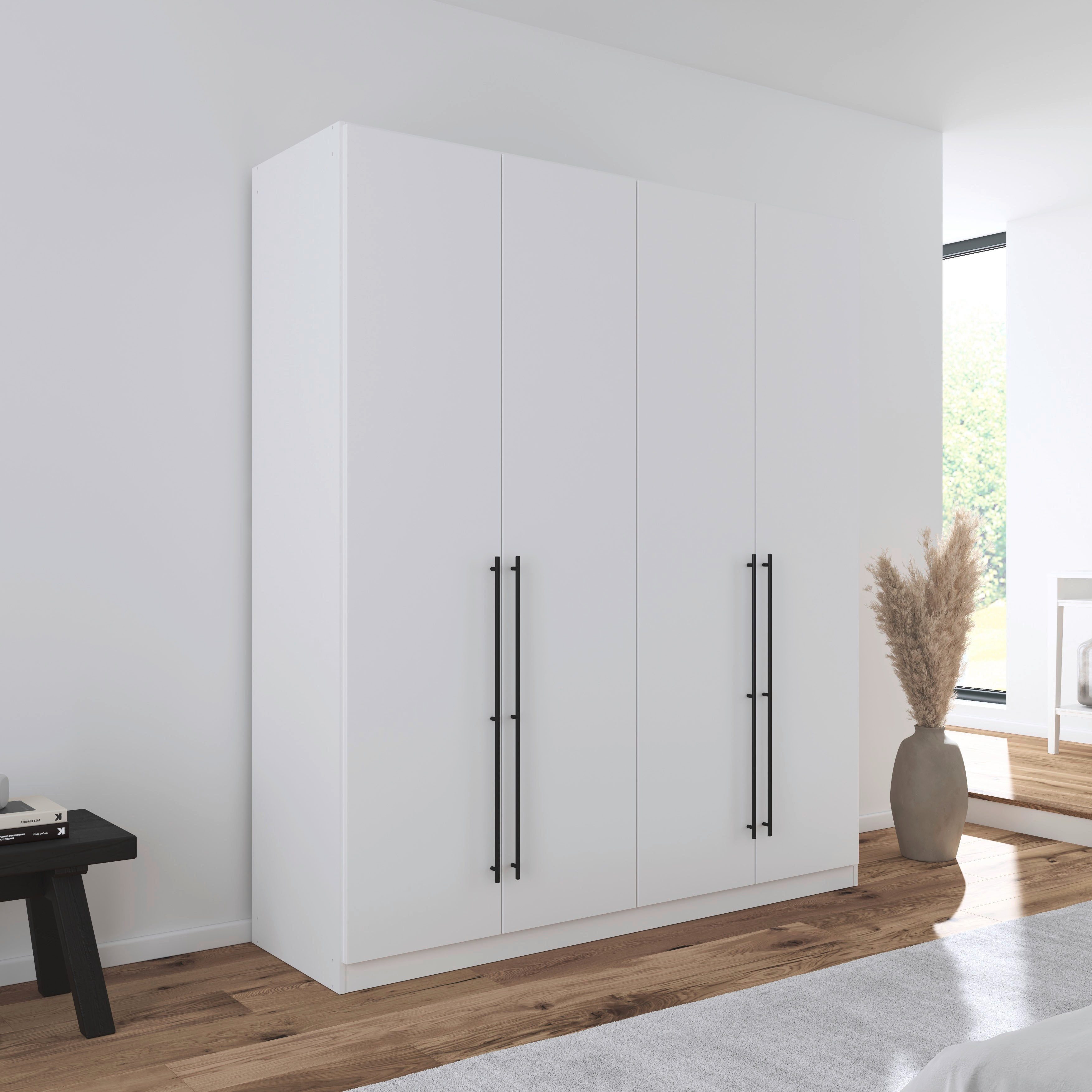OTTO home Kleiderschrank Mehrzweckschrank Aktenschrank Möbel Mietswohnung Schlafzimmer AVOLA (3 verschiedene Ausstattungen BASIC/CLASSIC/PREMIUM (inkl. SOFT-CLOSE) mit hochwertigen Stangengriffen in Schwarz aus Metall MADE IN GERMANY