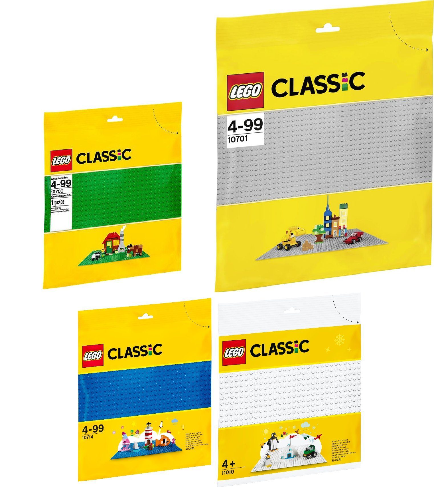 LEGO® Konstruktions-Spielset Classic 4er Set: 10700 Grüne Bauplatte  Grundplatte