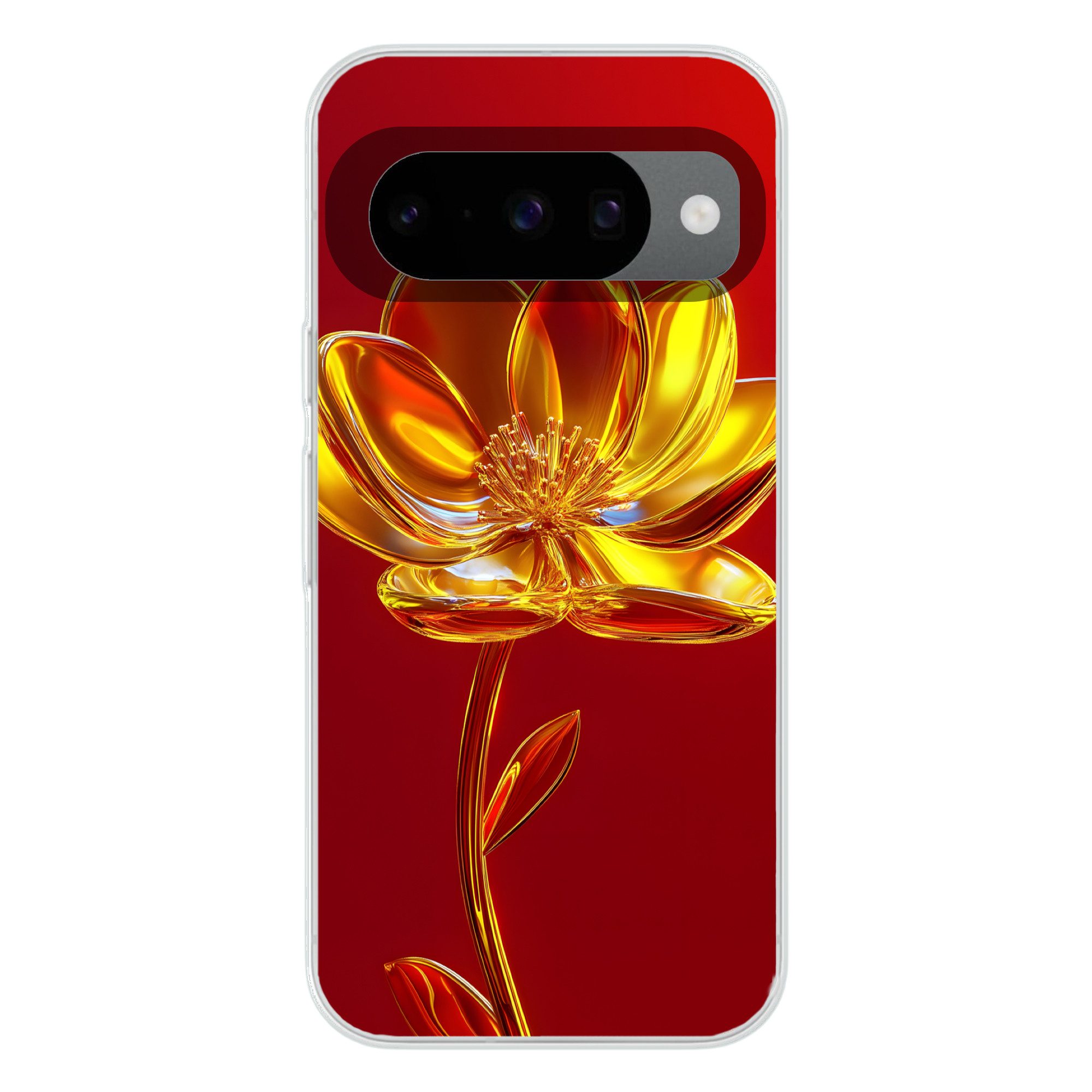 MuchoWow Handyhülle für Google Pixel 10 Pro Blume - Gold - Gläser, Handy Case, Silikon, Bumper Case Dünn
