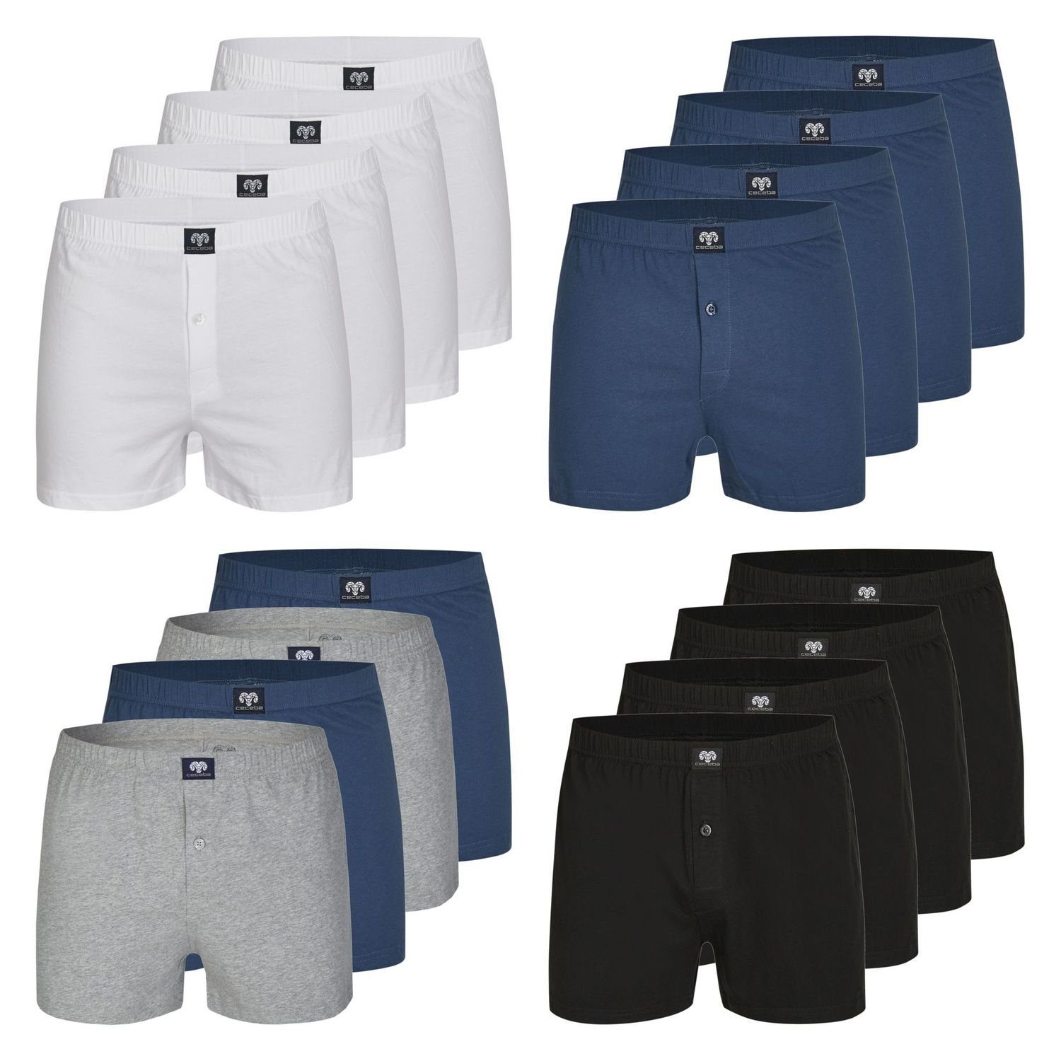 Größen Boxershorts Unterhosen (1-St) Herren weiss Ceceba Jersey Shorts CECEBA große 4 Boxershorts