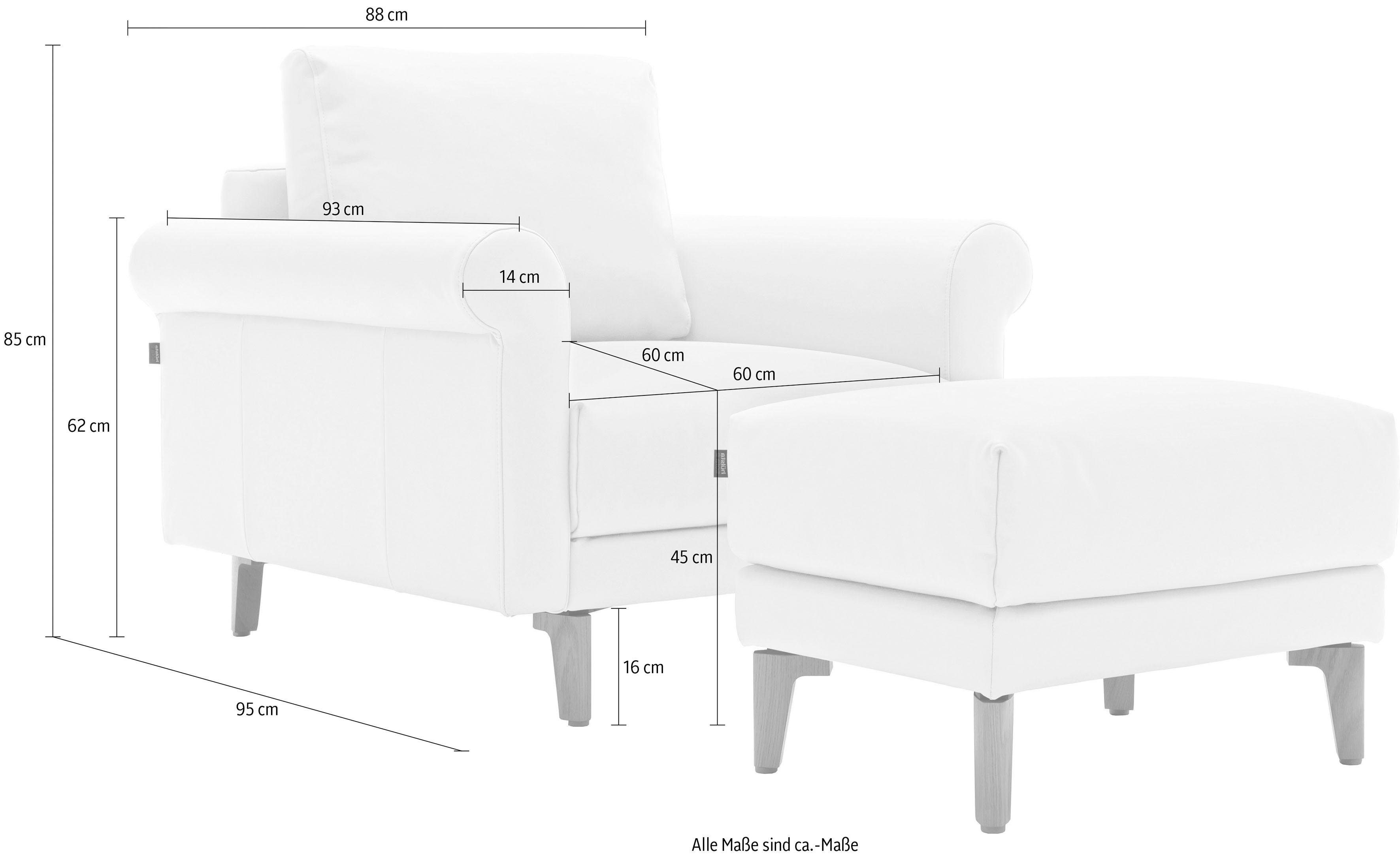 hülsta sofa Sessel hs.450, modern cm, Fuß Nussbaum Breite 88 Landhaus