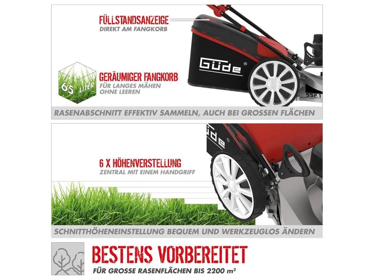 Güde Benzinrasenmäher Big Wheeler 553.1. R Alu, 4,8 PS, 196 cm³, Schnittbreite 55 cm, mit Hinterradantrieb