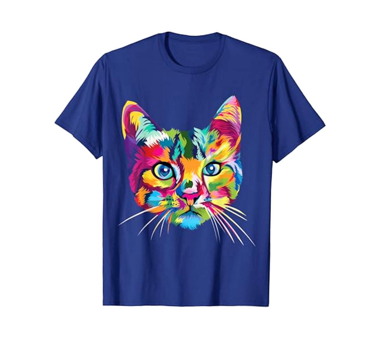 T-Shirt Herren T-Shirt Katzen Motiv in blau, XL
