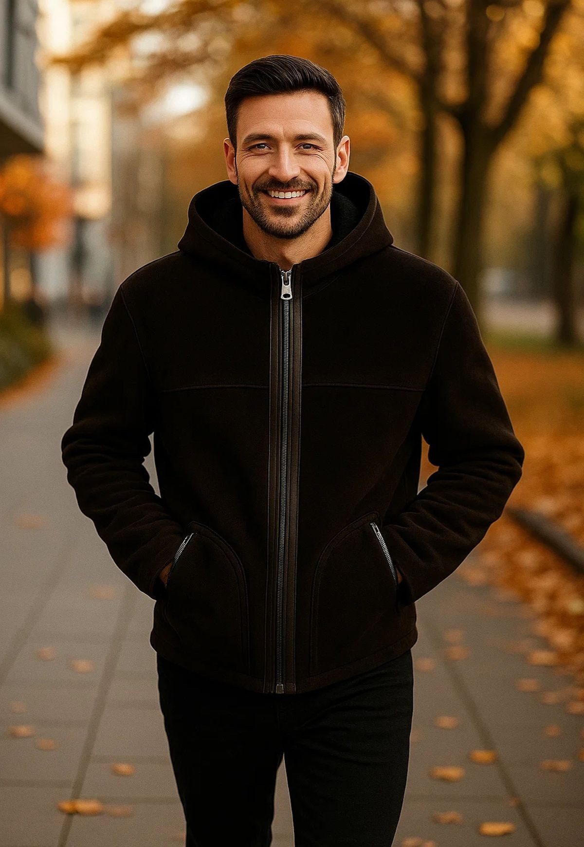 Hollert Winterjacke Jacke Torino - Edles Lammleder & Gelocktes Merino- Fell