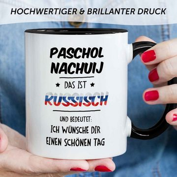 GRAVURZEILE Tasse bedruckt mit Spruch - Paschol Nachuij - Lustige Geschenke, aus Keramik, - Farbe: Schwarz & Weiß