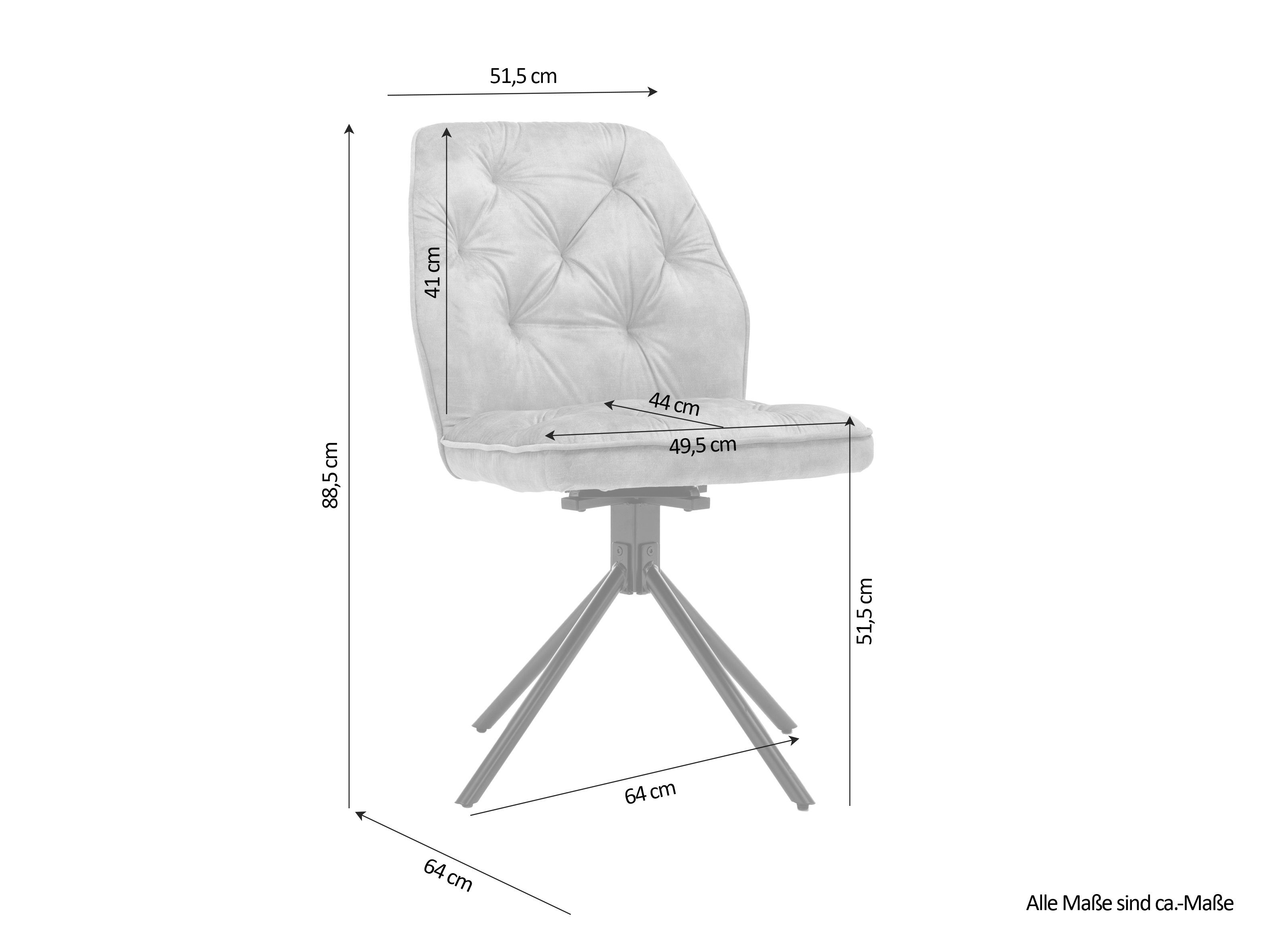 anthrazit 360 Esszimmerstuhl oder (2er-Set), AMIRA byLIVING Grad beige in Vintagebezug drehbare Sitzschale,