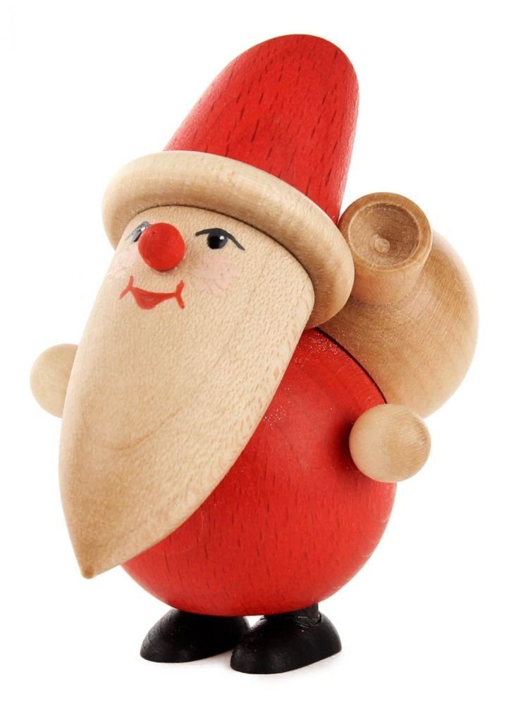 mit Geschenkesack Sack, NEU, H=9cm mit stehend Miniatur Erzgebirge Dregeno Weihnachtsmann Weihnachtsfigur