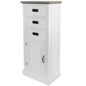 LebensWohnArt Kommode Edle Landhaus Kommode CHALET 130cm weiss-braun Highboard