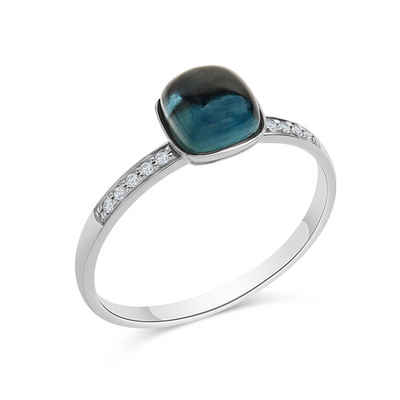 Diamonds by Ellen K. Fingerring 585 Gold Blautopas Diamant 0,054ct.