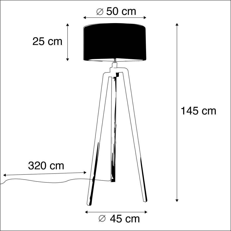 Qazqa Stehlampe Puros, ohne Leuchtmittel, Warmweiß, QAZQA Stehlampe, e27, Schwarz, Holz, Modern