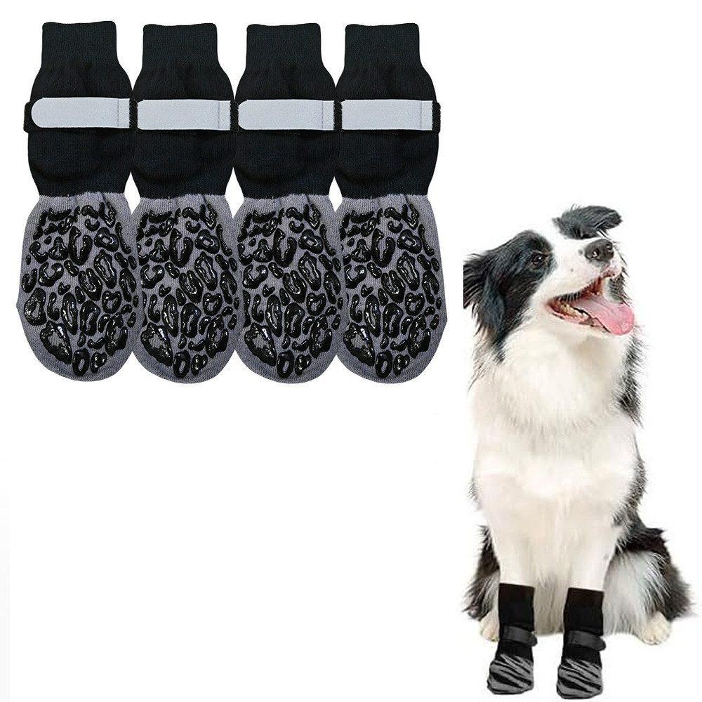 Ledander Pfotenschutz 2 Paar Anti-Rutsch-Hundesocken, Weiche Socken,mit Reflektorstreifen, (4-tlg), mit verstellbaren Klettbändern,Weiche Socken für den Pfotenschutz