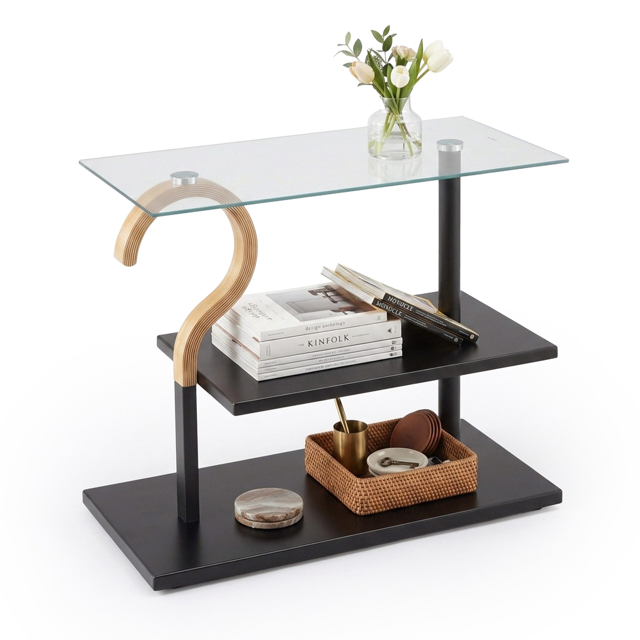 relaxdays Beistelltisch Couchtisch mit Glasplatte (1-St)