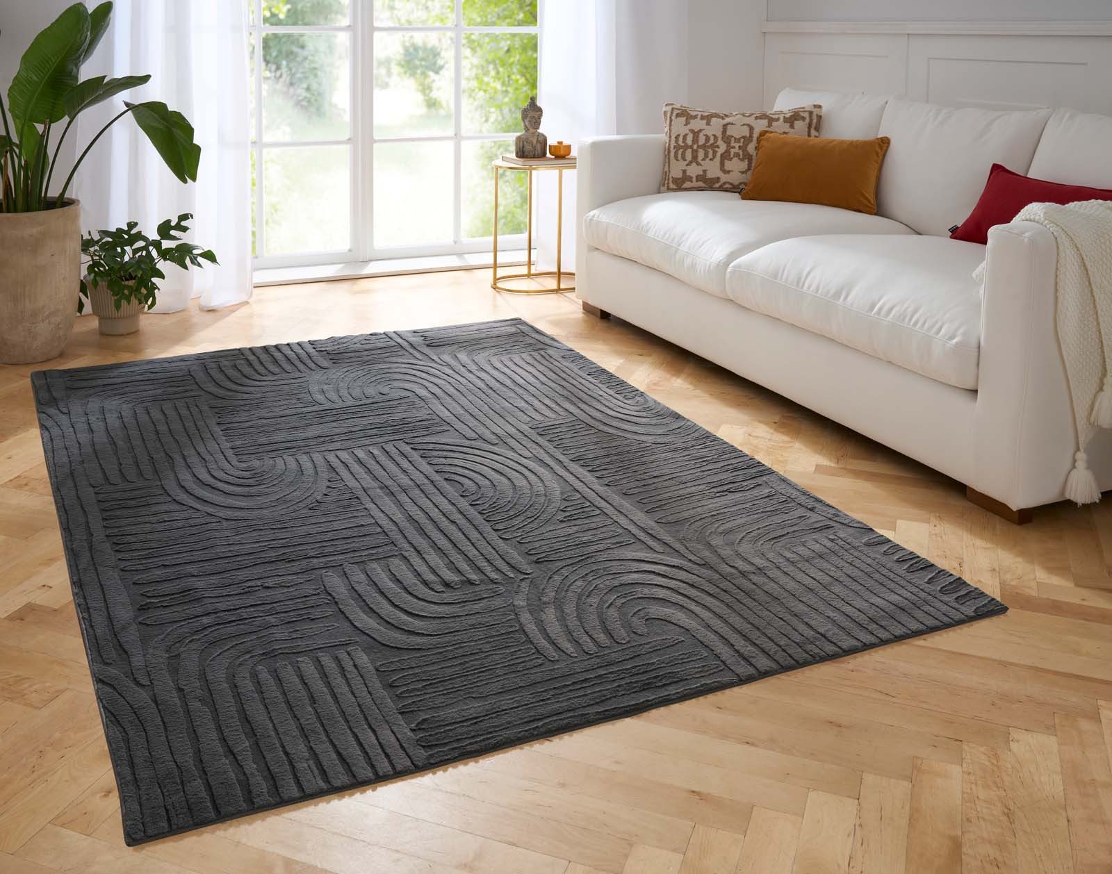 TaraCarpet Teppich Taipe-Onda Hasenfell extra weich Hoch-Tief-Struktur, rec günstig online kaufen