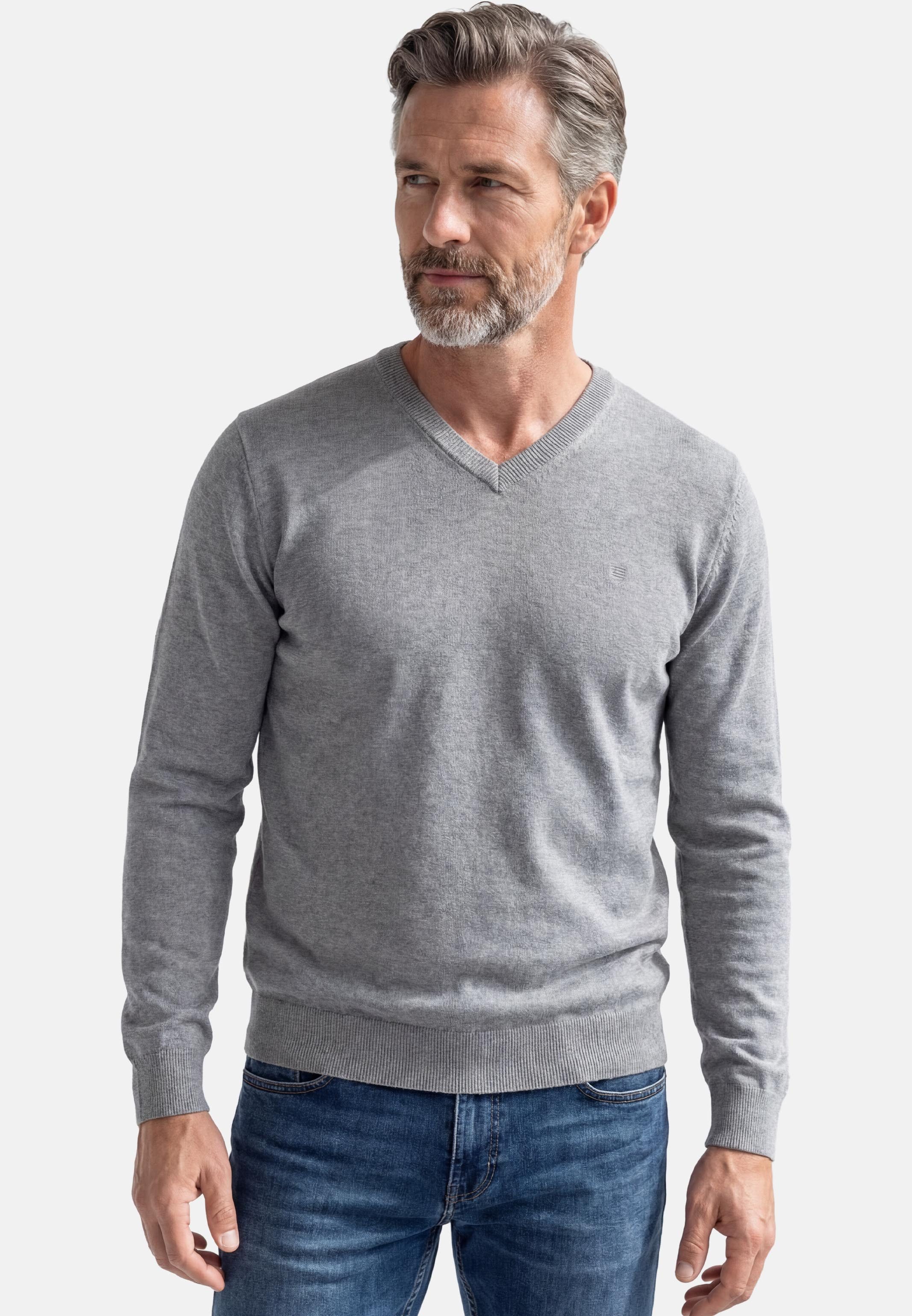 Redmond V-Ausschnitt-Pullover Basic (1-tlg) Pullover - Baumwolle - Atmungsaktiv - Weicher Feinstrick