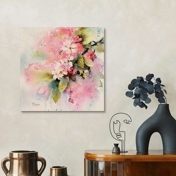 Posterlounge Holzbild Rachel McNaughton, Kirschblüten mit Biene, Wohnzimmer Malerei