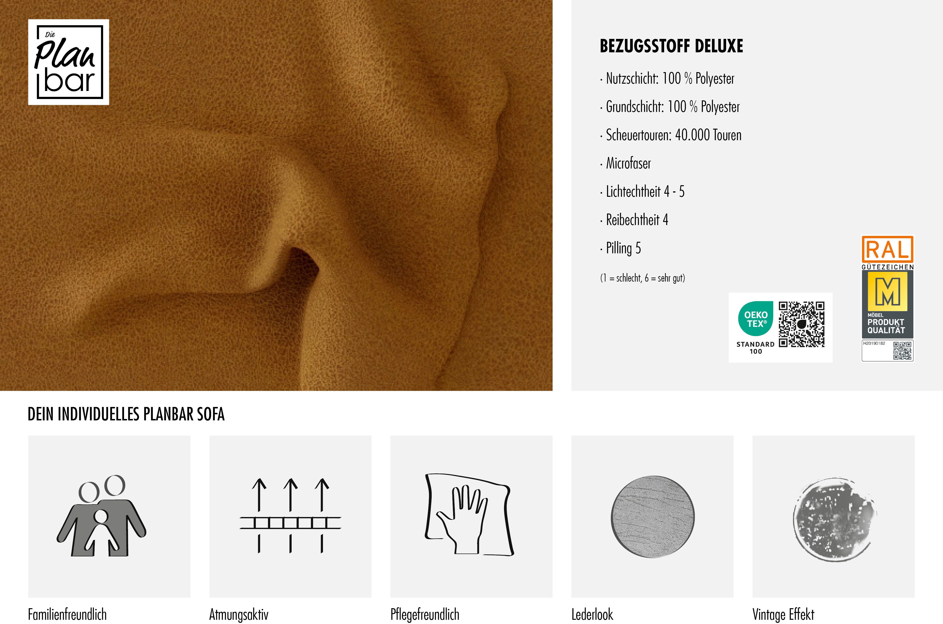 Die PlanBar Wohnlandschaft ZE-EM16033 U-Form, Breite 316 cm, 4 Teile, wahlweise mit Kopfstützen und echt bezogenem Rücken
