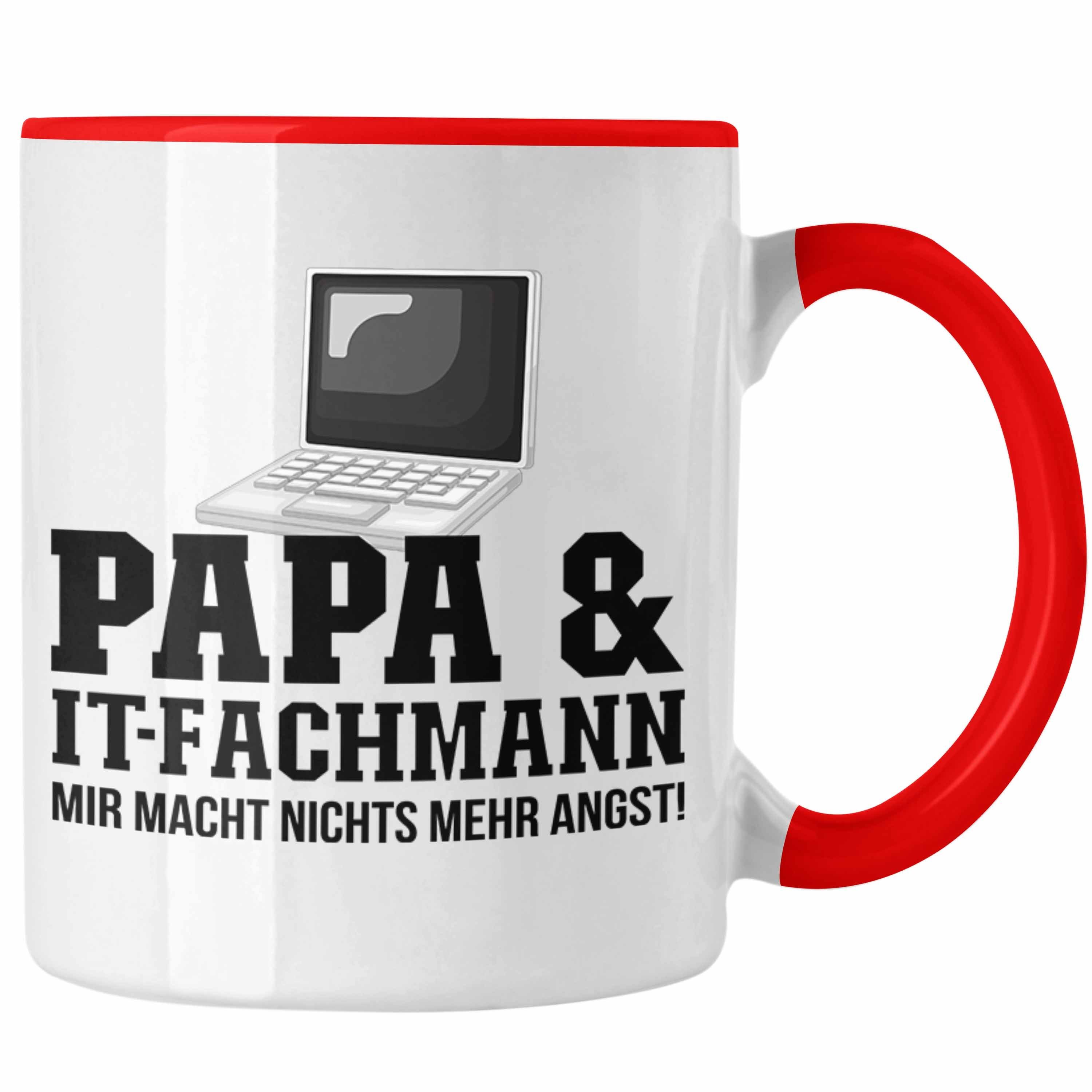 Trendation Tasse Trendation - IT-Fachmann Geschenkidee IT Tech Rot Tasse und Papa für Vater
