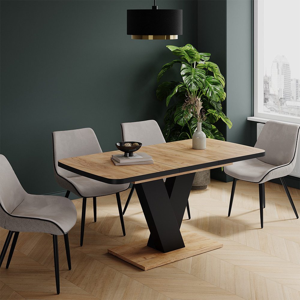 Vicco Esstisch Fenaro, Schwarz/Eiche, 120-160 x 80 cm ausziehbar (1-St)