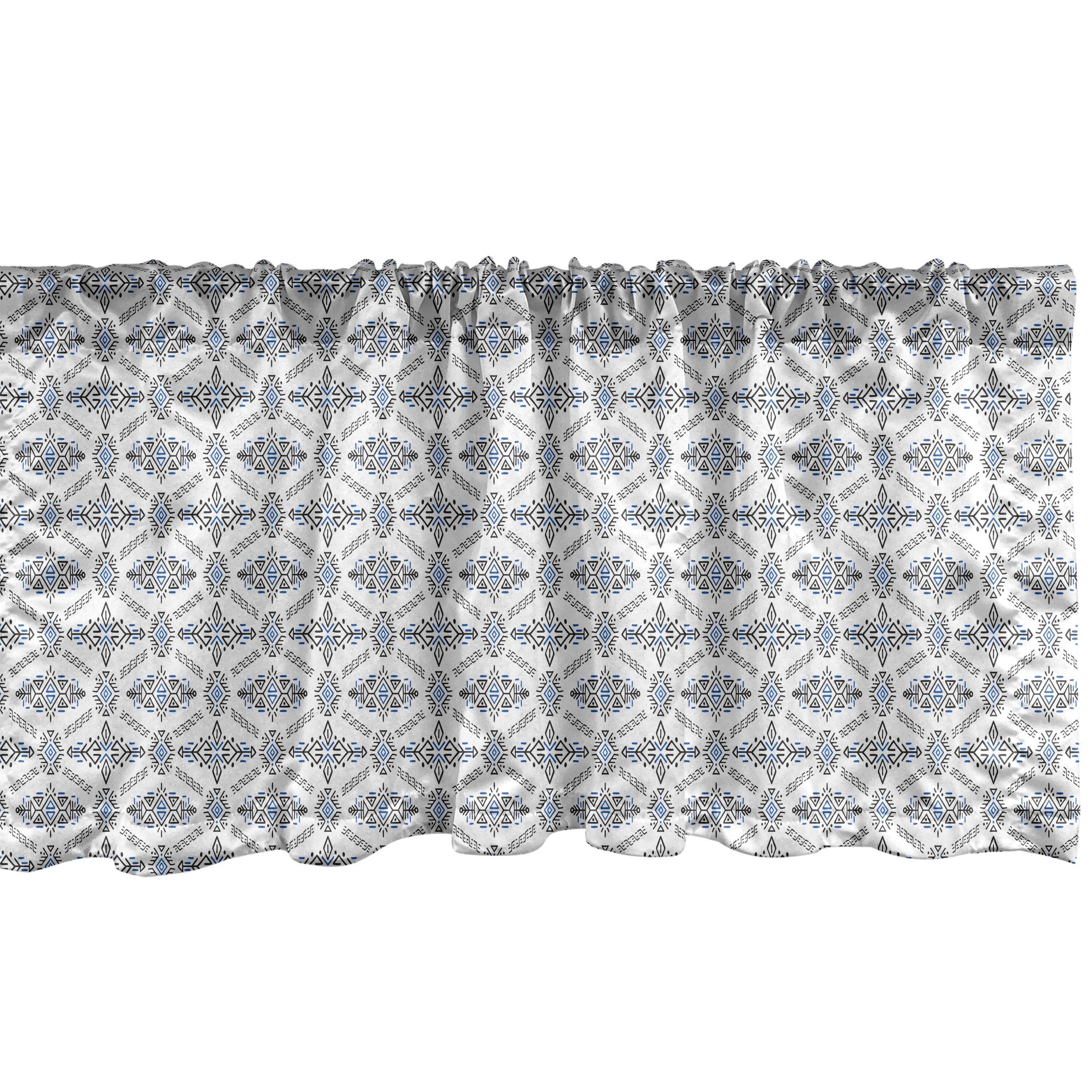 Scheibengardine Vorhang Volant für Küche Schlafzimmer Dekor mit Stangentasche, Abakuhaus, Microfaser, Abstrakt Aztec Stil Primitive Kunst