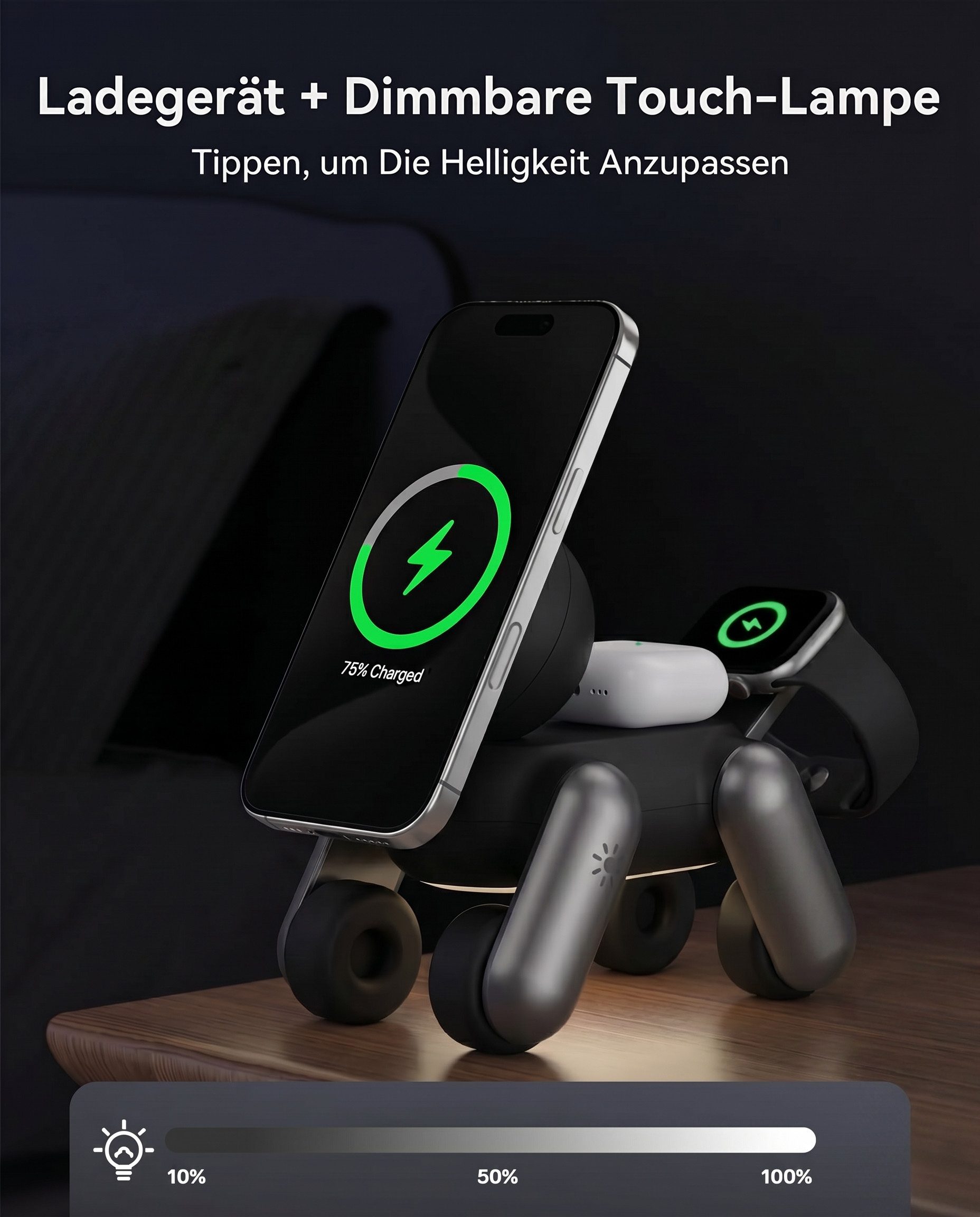 GreenHec 25W Ladestation 3 in 1 MagSafe Ladegerät iPhone 17/16 Pro Max Wireless Charger (0,02 mA, Spar-Set, PowerBase + Ladegerät + Ladekabel, Apple Watch, AirPods, wireless charger, magnetisch, Qi 2.2)