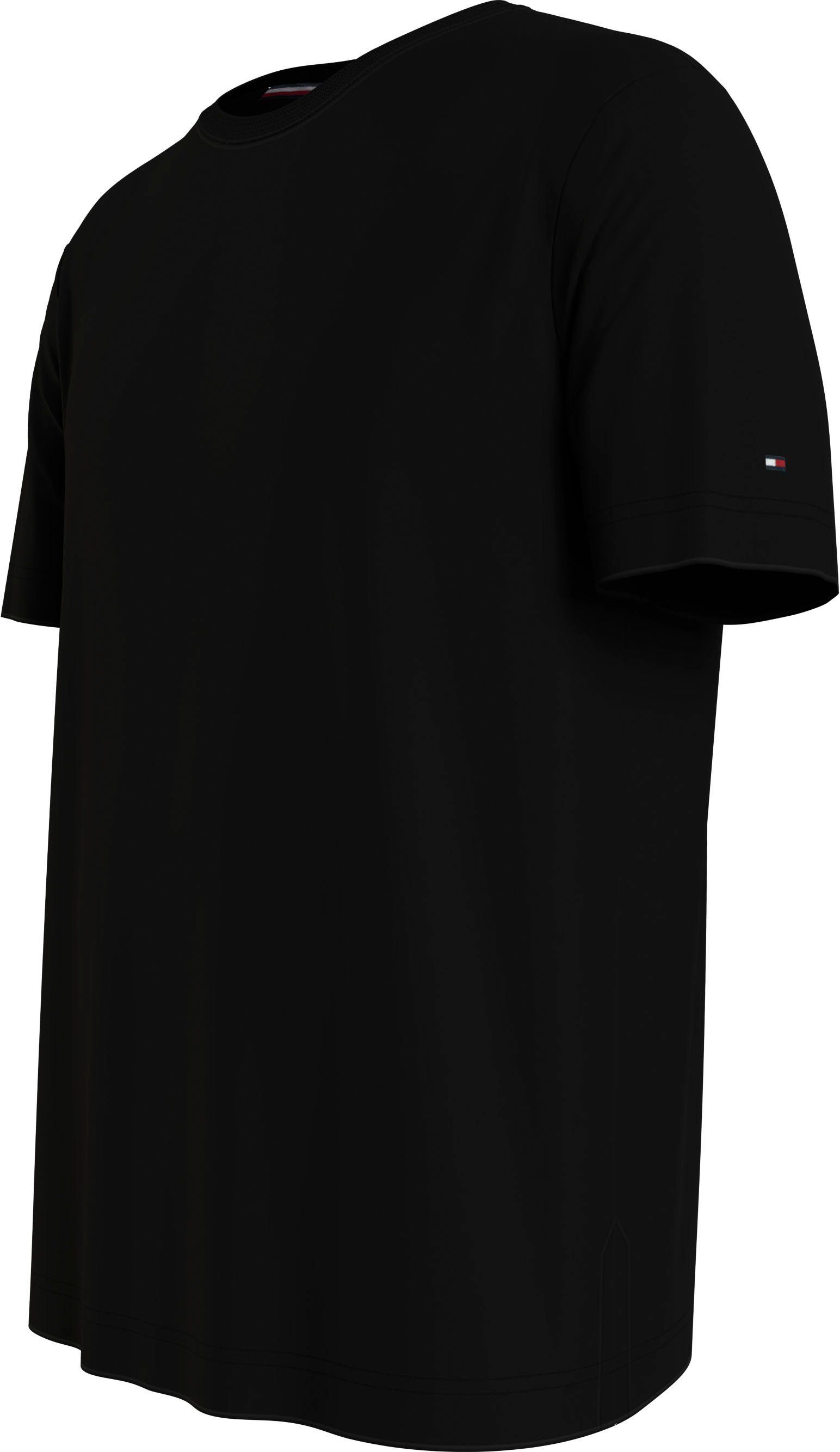 TEE ESSENTIAL T-Shirt Black klassischen MERCERIZED TAILORED Tommy Basic-Look Hilfiger im DC