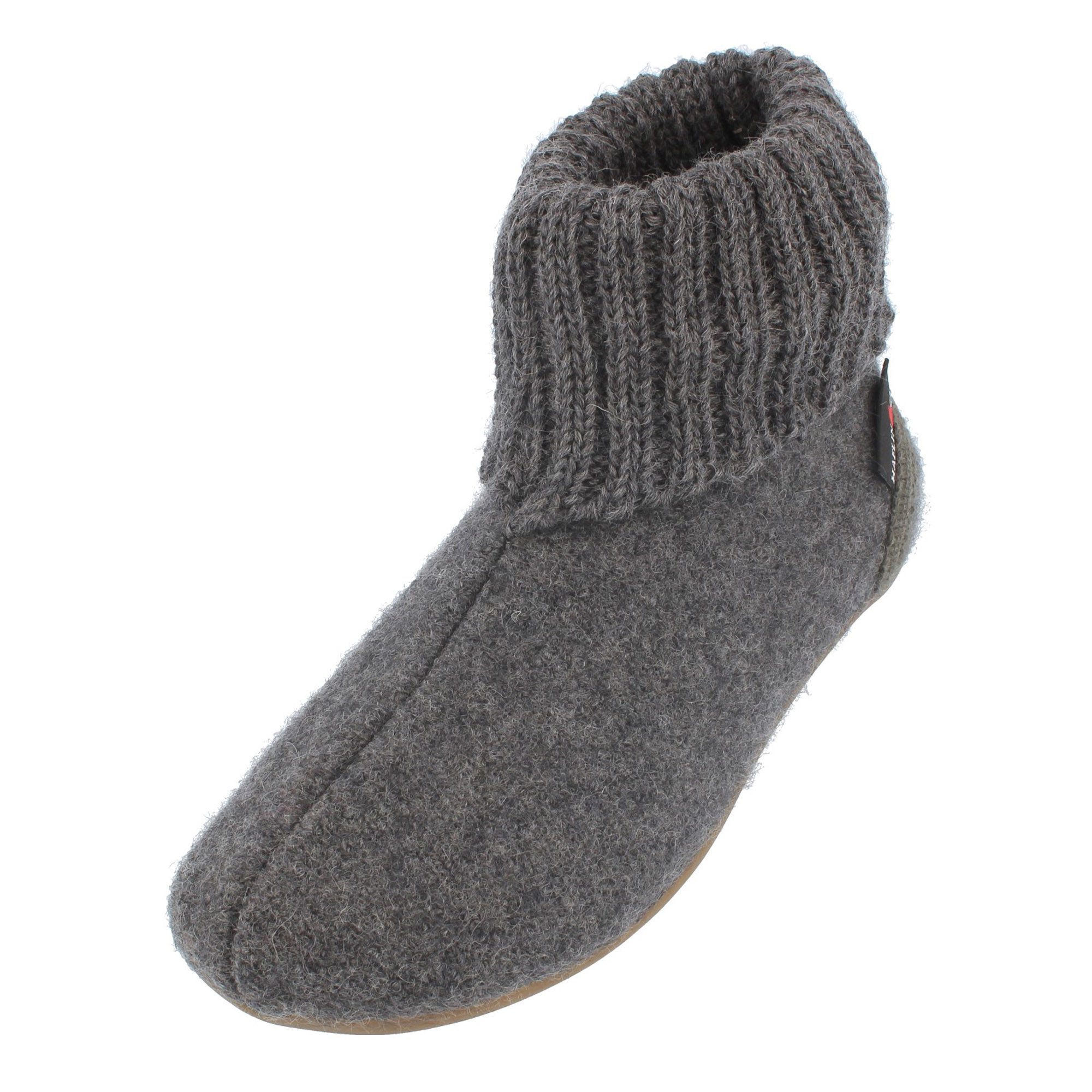 Everest Karlo Hüttenschuhe aus reiner Schurwolle mit Gummisohle Hausschuh