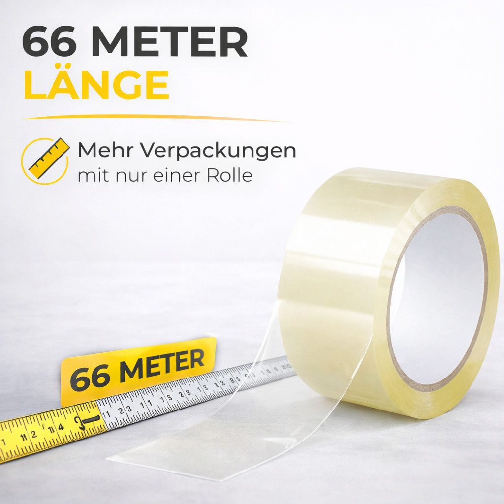 TK Gruppe Klebeband 6x transparentes Klebeband 66 Meter Paketband – Packband (6-St., Set)