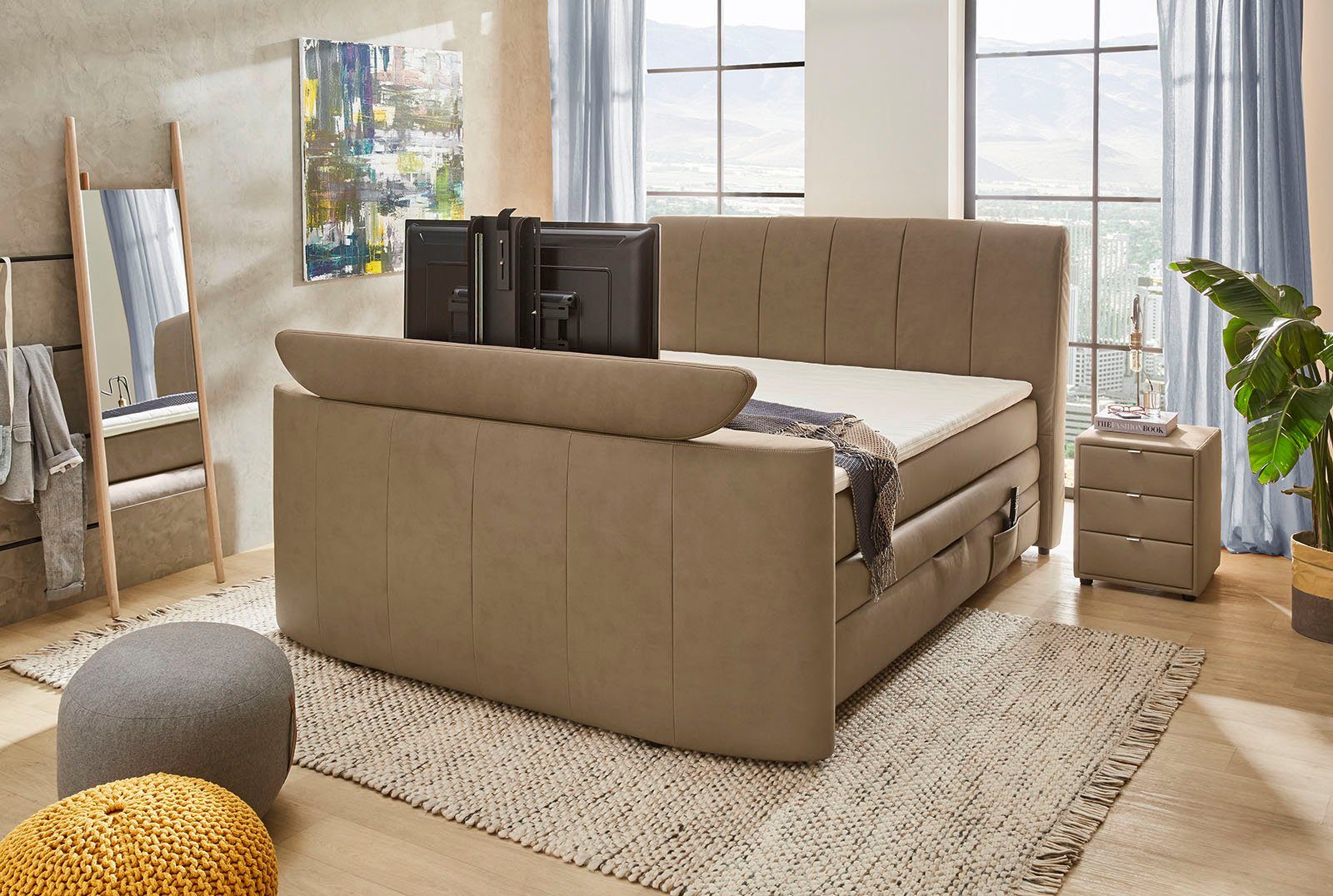 Jockenhöfer Gruppe Boxspringbett BEL AIR, Stauraumbett mit Bettkasten und TV-Lift, inkl. 7-Zonen-TTFK-Matratze H3/H4 und Kaltschaumtopper, 180cm x 200cm – Bild 4 von 5
