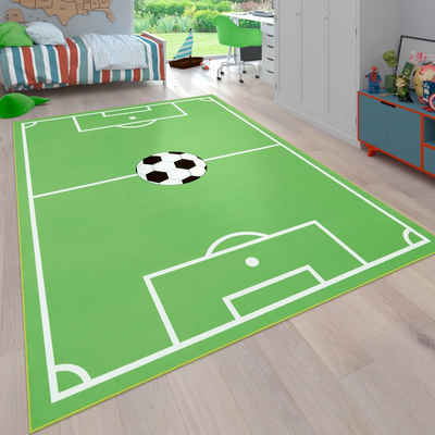 Kinderteppich »Bino 568«, Paco Home, rechteckig, Höhe: 9 mm, Kurzflor, Spiel-Teppich, Motiv Fußballfeld, Kinderzimmer