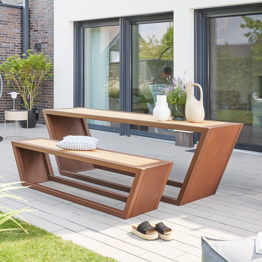 HOME DELUXE Garten-Essgruppe Sitzgarnitur aus Stahl KOBON - Made in Germany