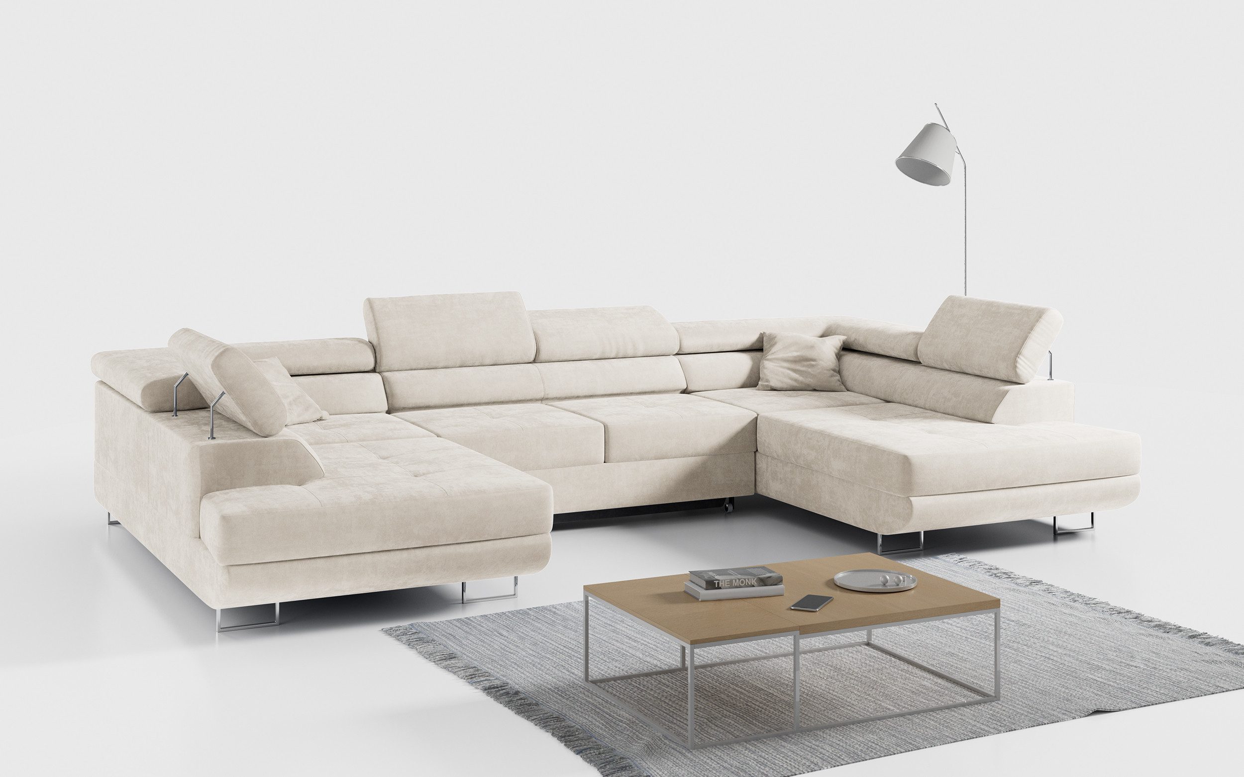 MKS MÖBEL Ecksofa GUSTAW U, Set, Wellenfedern, T30-Schaum, Bettkästen, Kopf günstig online kaufen