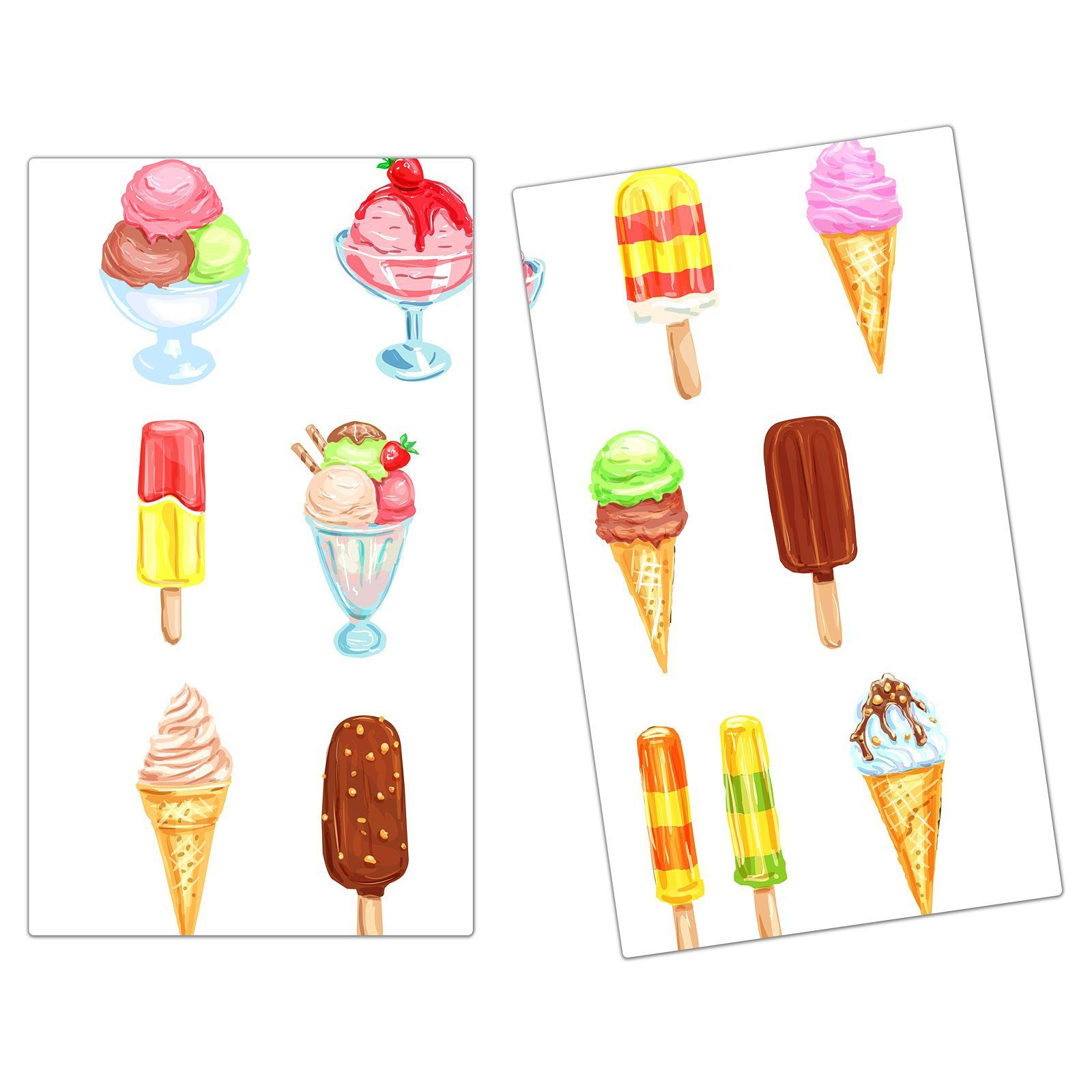 Primedeco Herd-Abdeckplatte Herdabdeckplatte Spritzschutz aus Glas Glas, tlg) Illustration Eiscreme, (2