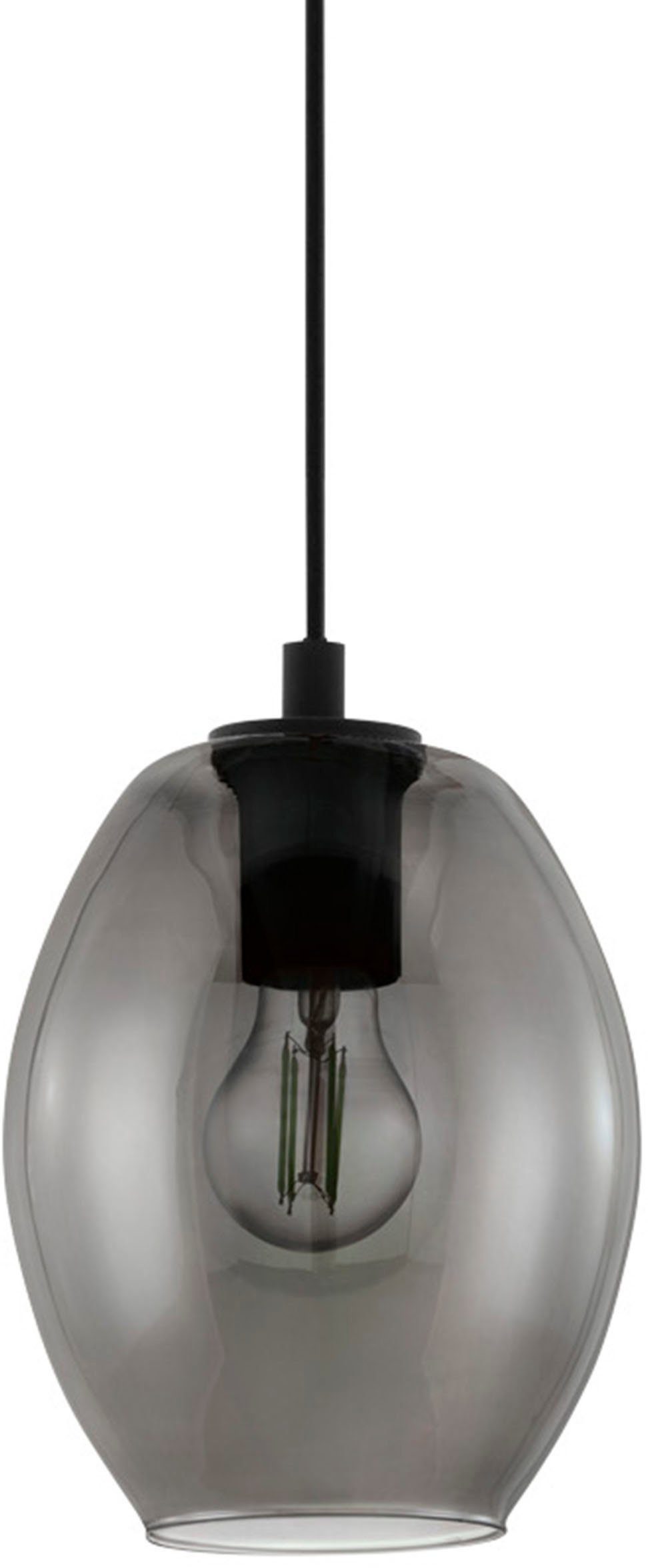 EGLO Hängeleuchte CADAQUES Pendellampe, E27, IP20, Stahl und Glas, Esstischlampe, Lampe, Dimmfunktion, Memoryfunktion, mehrere Helligkeitsstufen, ohne Leuchtmittel, Hängelampe für Esszimmer, Küche oder Wohnzimmer