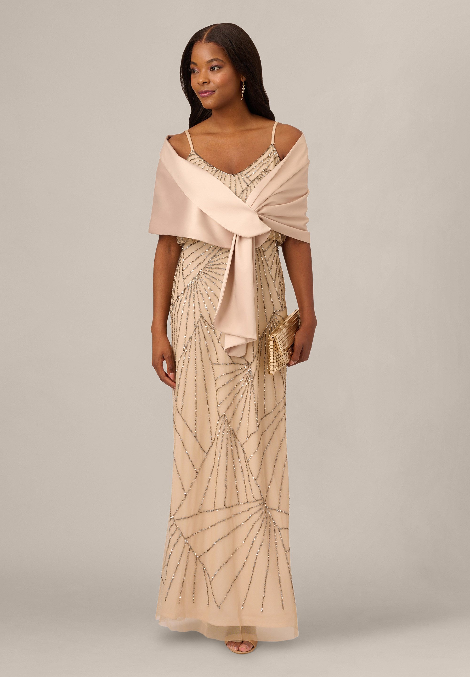 Adrianna Papell Modeschal Pull Thru Wrap, Schicker Wickelrock/Strandkleid aus Chiffon