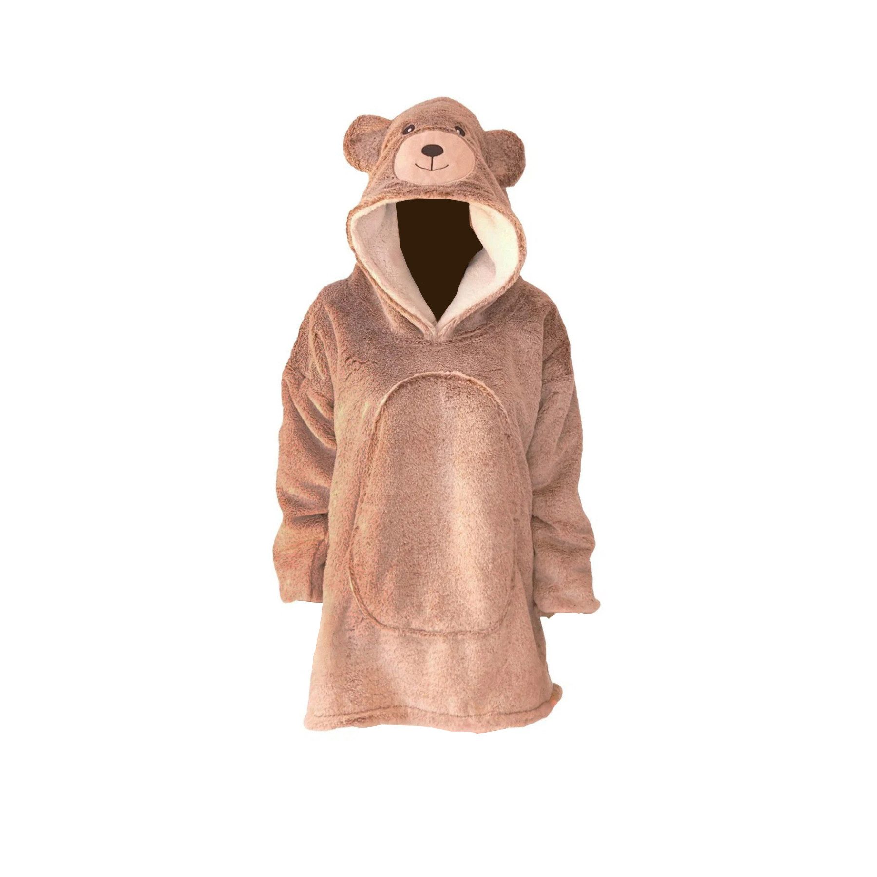 NOXXIEZ Poncho Kuscheldecke mit Kapuze Bär S für Kinder alter 3 bis 6 Jahre