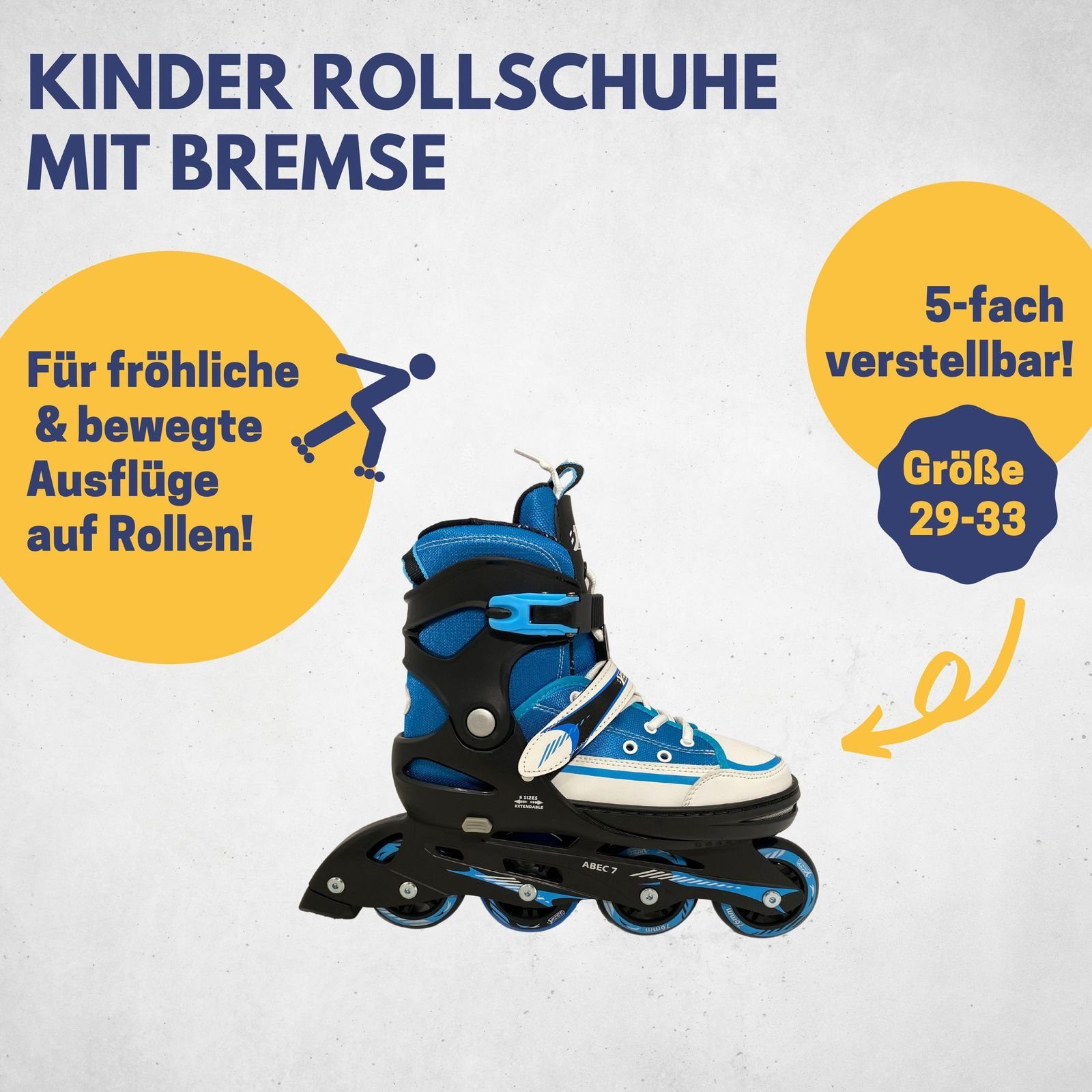 Best Sporting Schlittschuhe Inline Skates Kinder I Rollschuhe größenverstellbar, Robuste Inliner für Jugendliche mit Bremse
