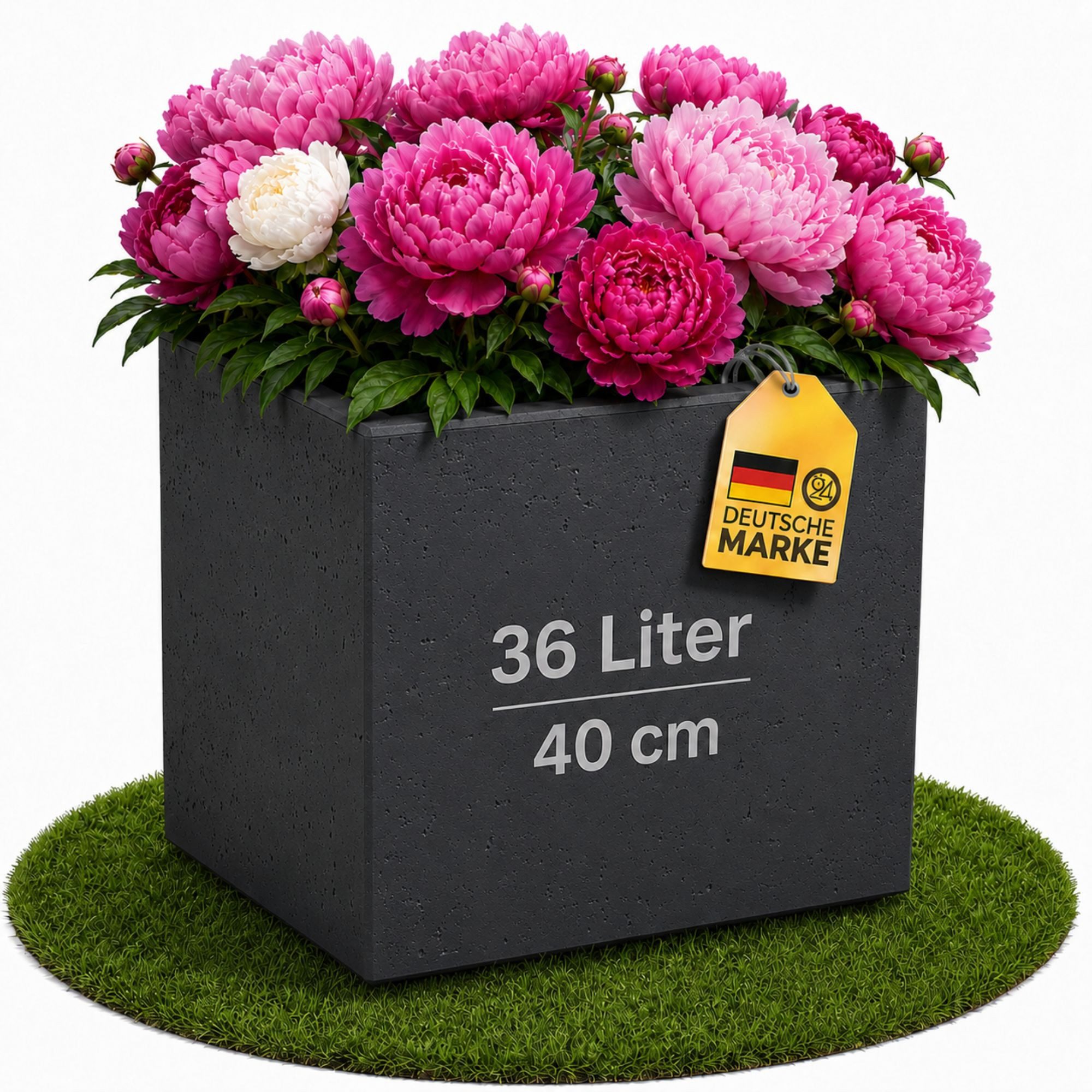 Pflanzkübel Caro Beton Optik Blumenkübel mit Rollen aus Kunststoff 100% Recycled