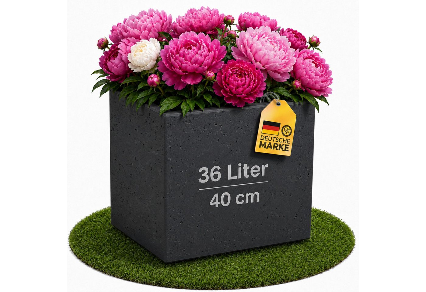 ONDIS24 Pflanzkübel Caro Beton Optik Blumenkübel mit Rollen aus Kunststoff 100% Recycled, frostsicher und UV-beständig