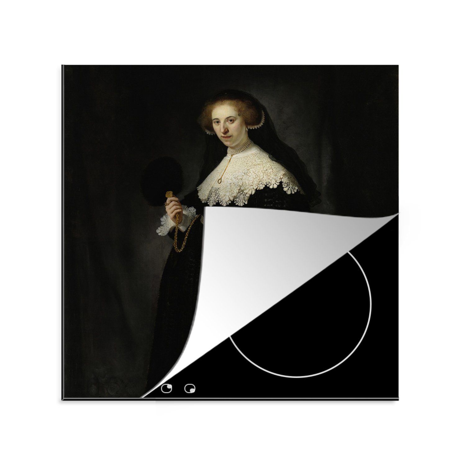 78x78 Eheporträt - Oopjen tlg), Gemälde Vinyl, Ceranfeldabdeckung, Rembrandt Herdblende-/Abdeckplatte van MuchoWow von Coppit Rijn, Arbeitsplatte küche für cm, (1 von