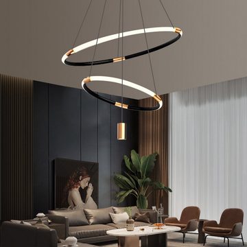 Vicbuy Pendelleuchte, LED Pendelleuchten, Esszimmer Pendellampe, Kreative 2 Ringe mit Strahler Deckenleuchte,Stufenlos dimmbare Wohnzimmerdeckenlampe, Mit Fernbedienung, 3 Lichtfarben, Küche,Schlafzimmer, ø 35/55cm