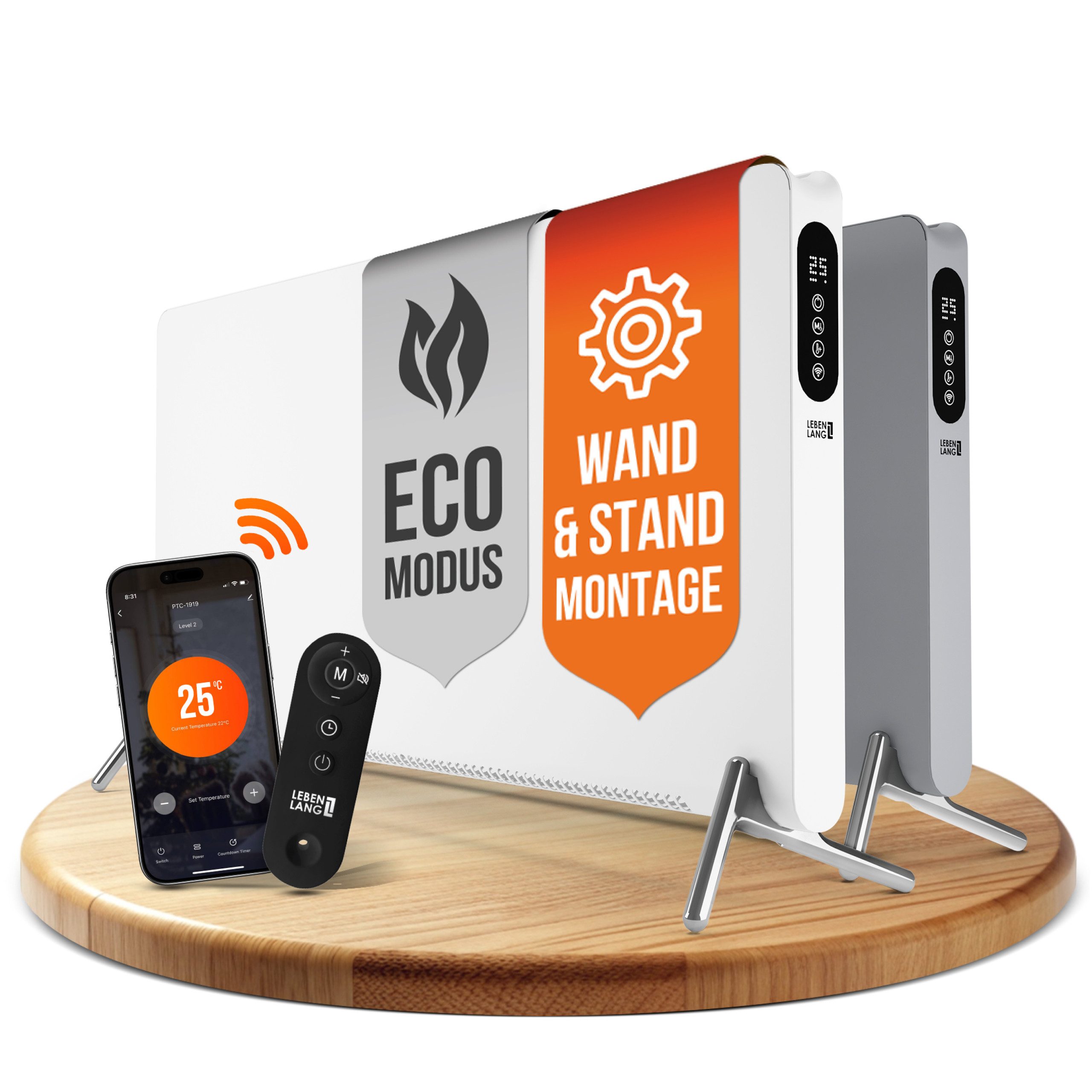 Lebenlang Konvektor Elektroheizung - Inkl. Wifi/App & Fernbedienung - Stand günstig online kaufen