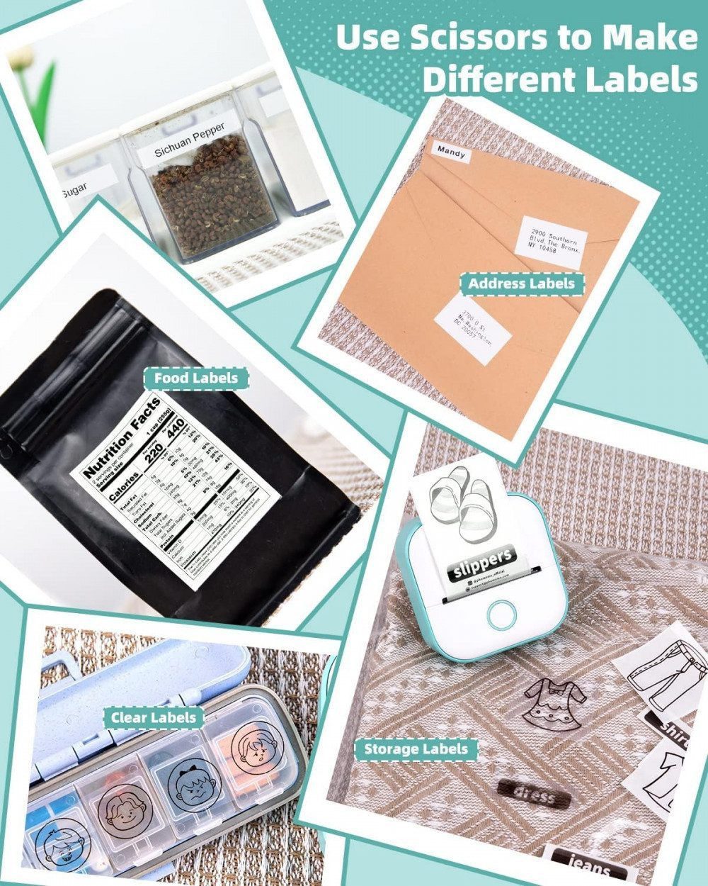 FELIXLEO Mini Etikettendrucker tragbarer Labeldrucker mit 3 Rollen Papier Etikettendrucker