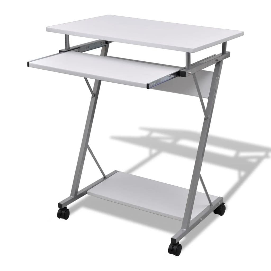 Schreibtisch Computertisch Computerwagen PC Tisch Bürotisch Laptop auf Rollen weiß