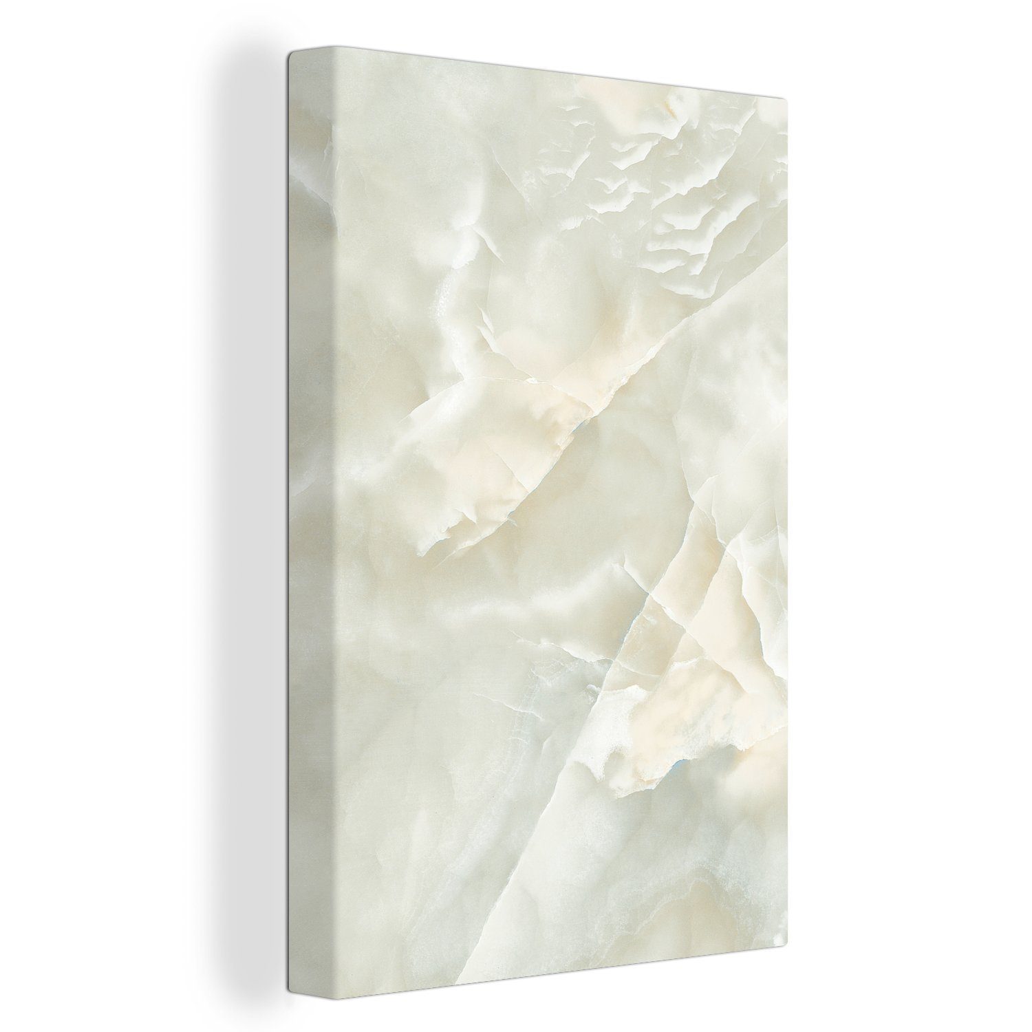 OneMillionCanvasses® - St), - (1 Gemälde, Marmor 20x30 bespannt Weiß, Muster Leinwandbild Zackenaufhänger, inkl. Leinwandbild cm fertig
