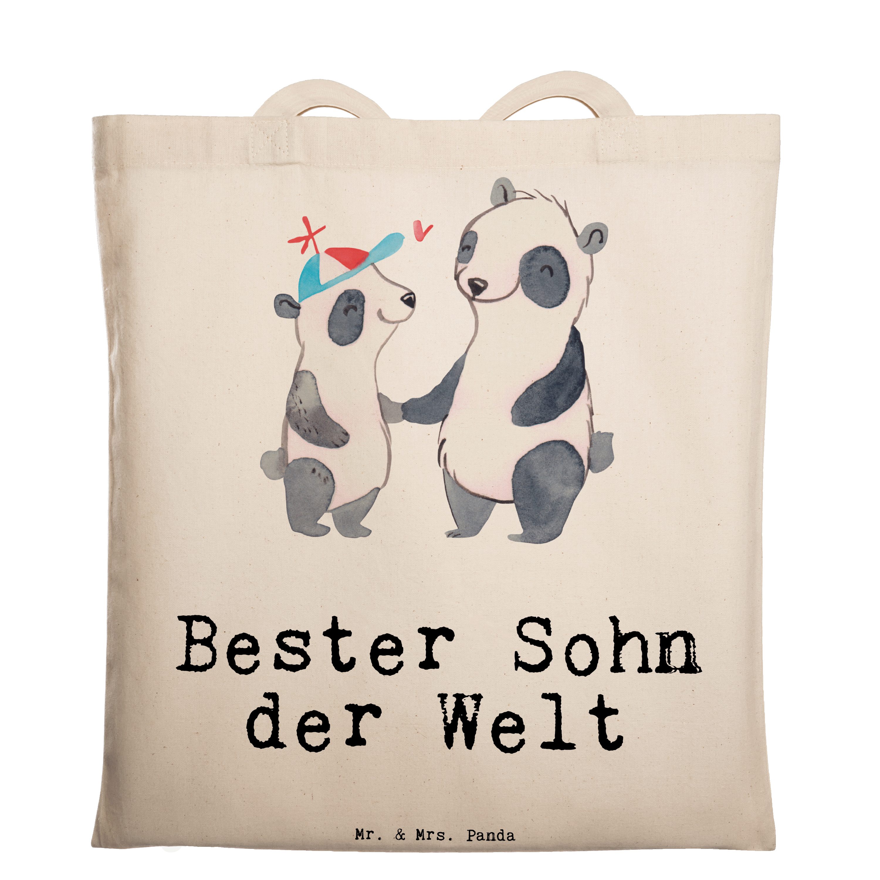 Mr. & Mrs. Panda Tragetasche Panda Bester Sohn der Welt - Transparent - Geschenk, Einkaufstasche, (1-tlg)