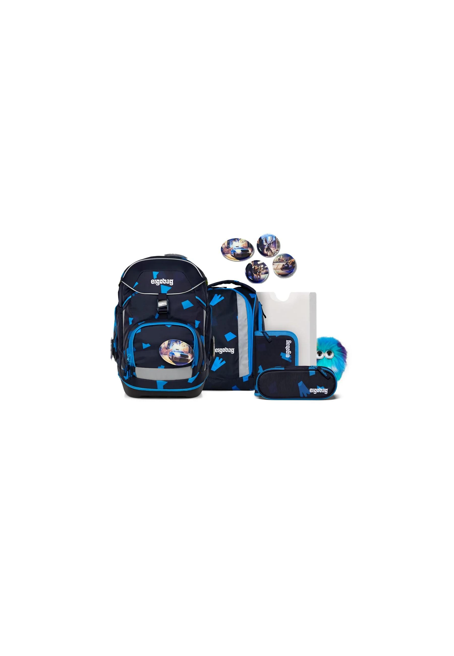 ergobag Schulranzen pack Set Bundle (7-tlg., 7-teiliges Set), verstellbarer Brustgurt