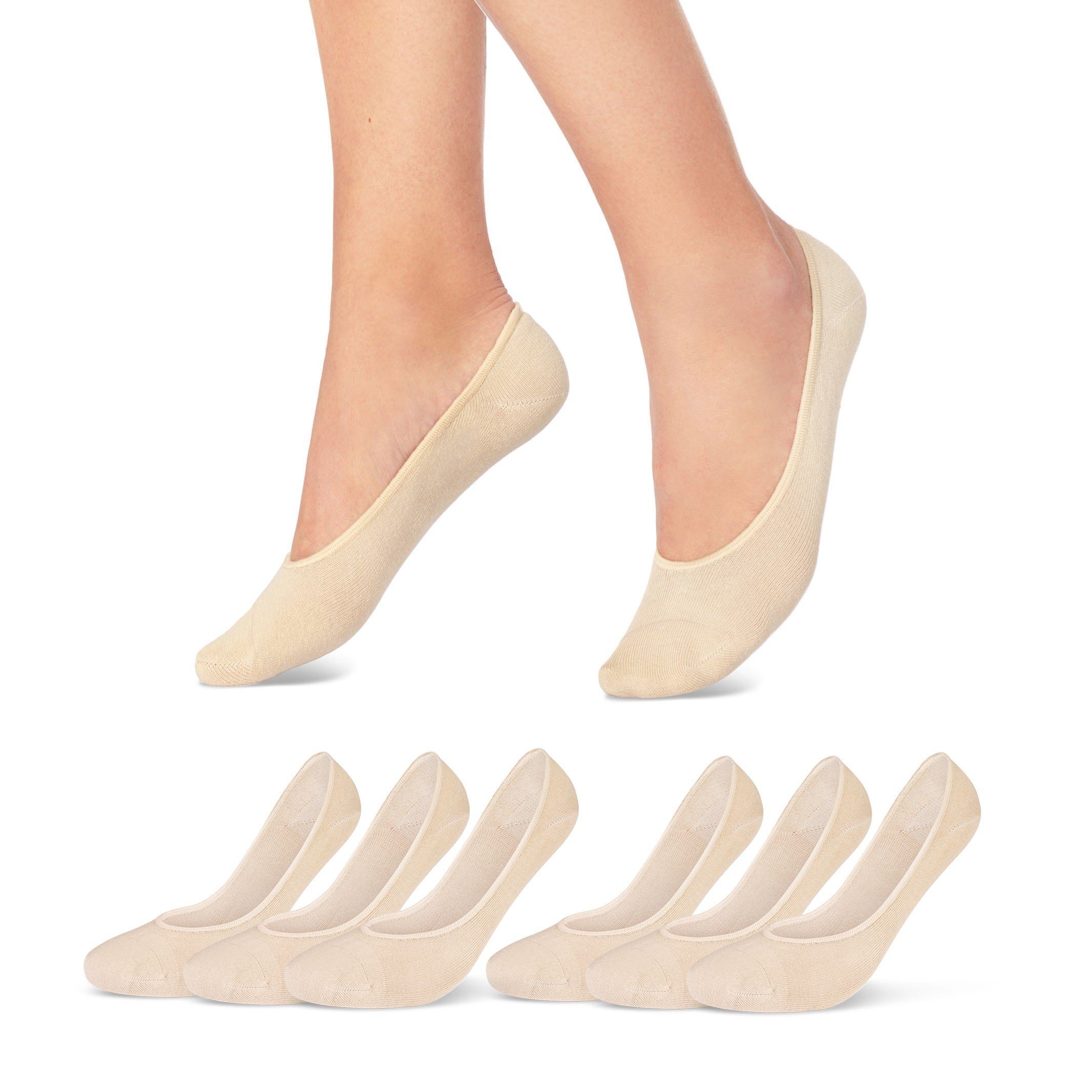 Sneakersocken 39960 (Beige, Baumwolle Schwarz "Low Füßlinge Cut" Ballerina Weiß Paar sockenkauf24 39-42) - Beige WP Socken 6