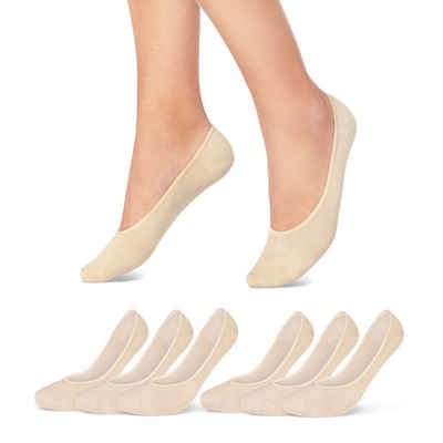 sockenkauf24 Füßlinge 6 Paar "Low Cut" Ballerina Socken Baumwolle Sneakersocken (Beige, 39-42) Schwarz Weiß Beige - 39960 WP